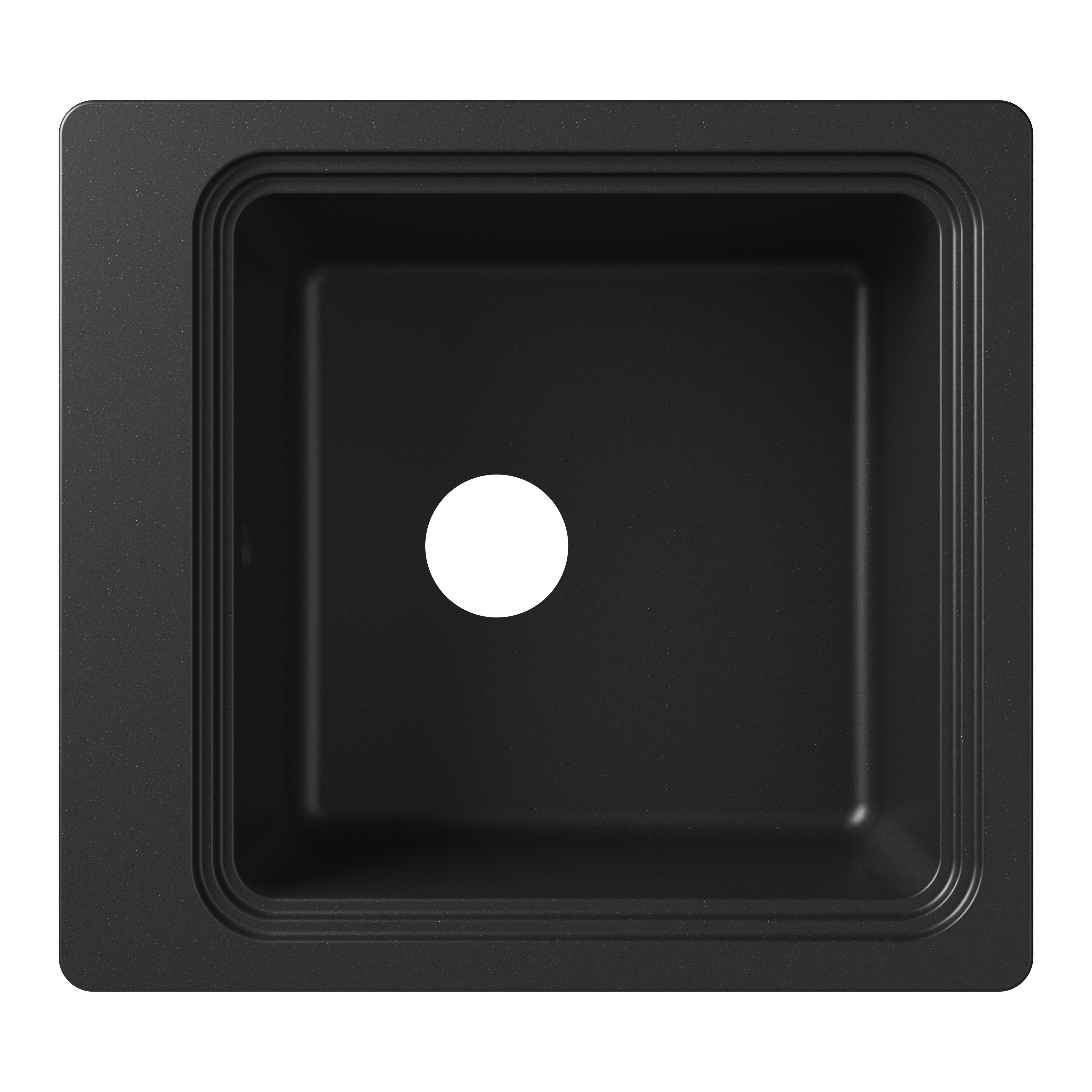 GoodHome Romesco Matt black Composite quartz 1 Bowl Kitchen sink 564mm x 564mm