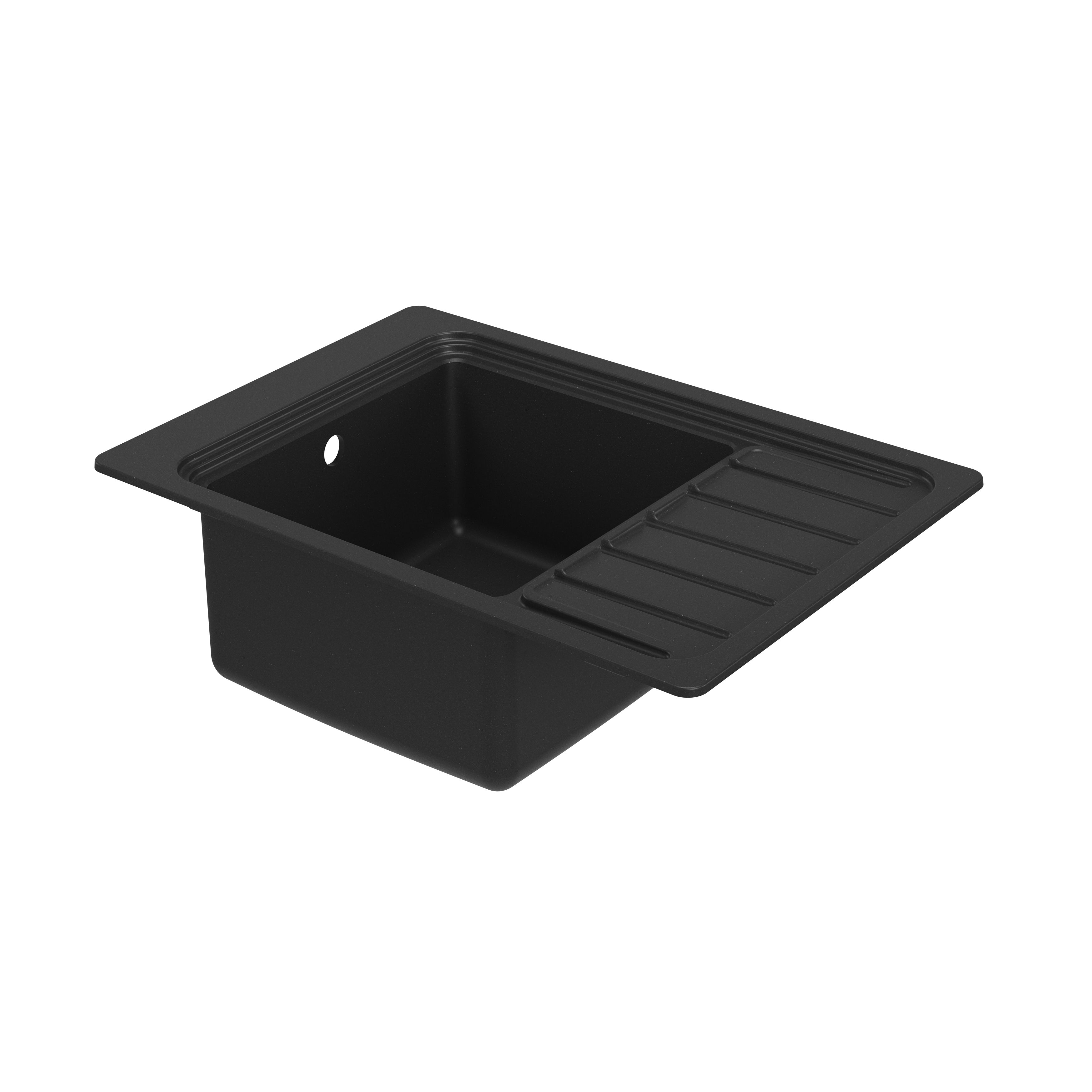 GoodHome Romesco Matt black Composite quartz 1 Bowl Sink & drainer 773mm x 773mm