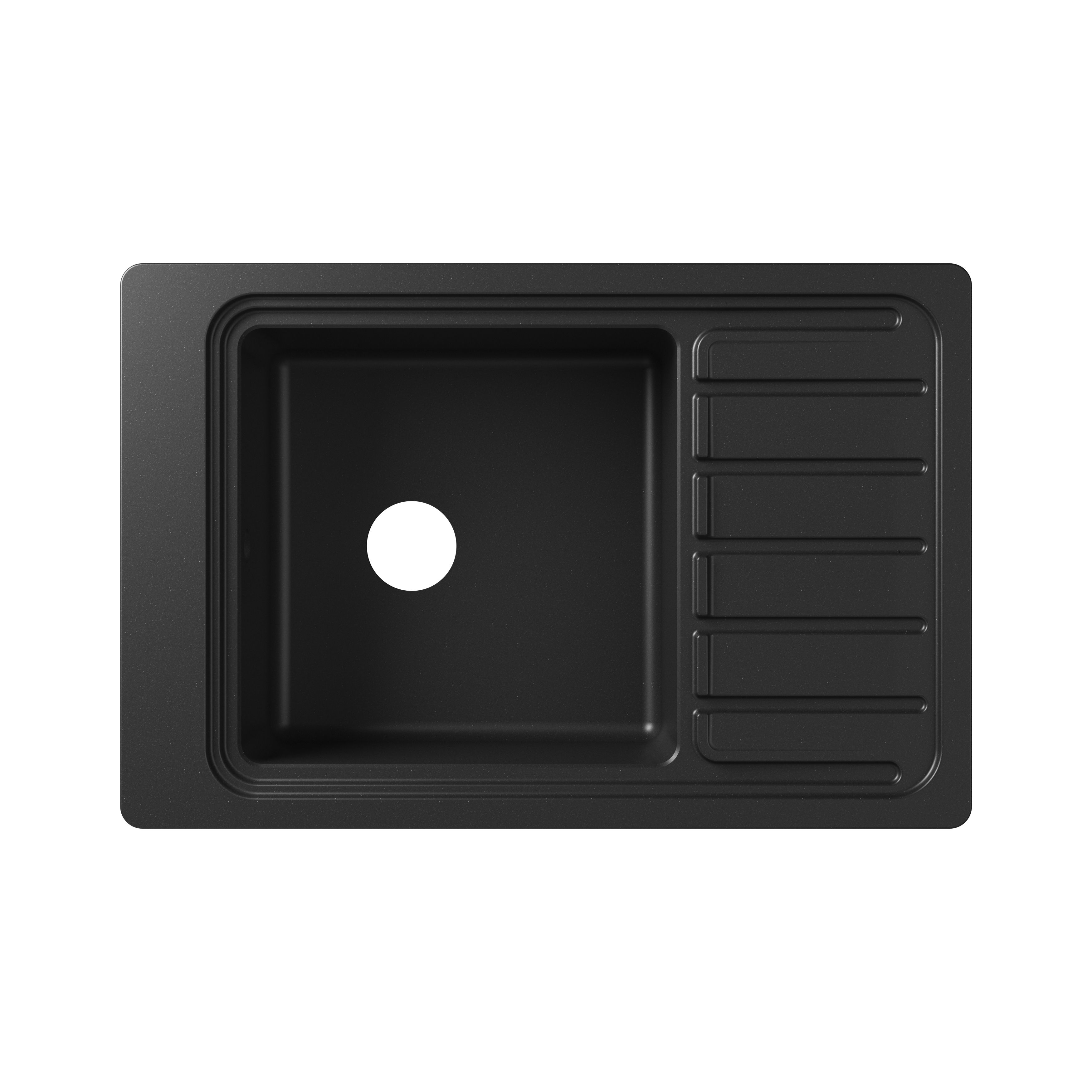 GoodHome Romesco Matt black Composite quartz 1 Bowl Sink & drainer 773mm x 773mm