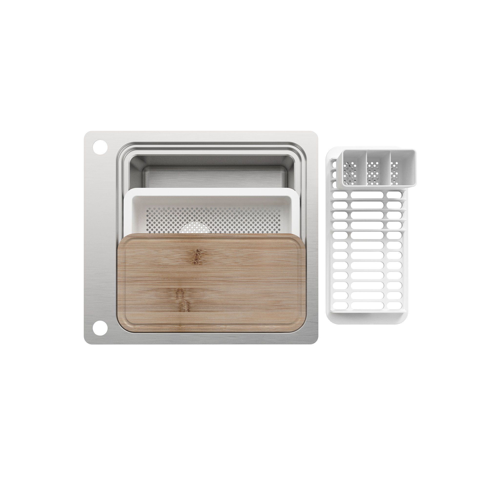 GoodHome Romesco Stainless steel Rectangular 1 Bowl Sink (W)511mm