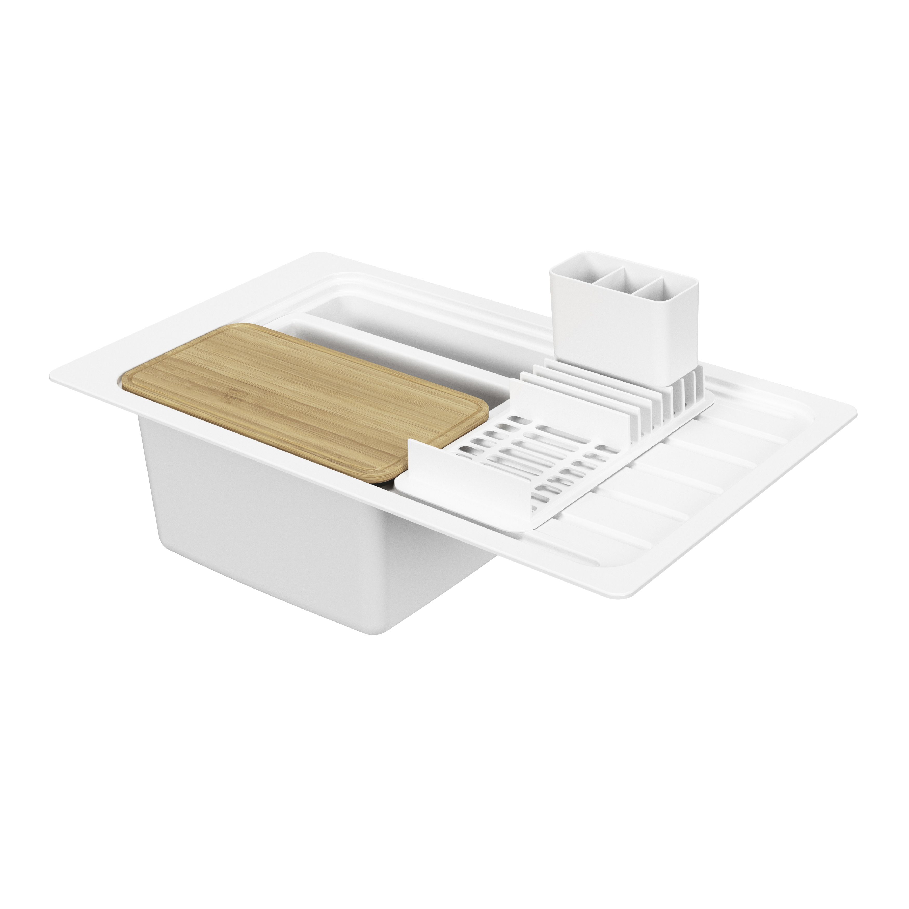 GoodHome Romesco White Granite 1 Bowl Sink & drainer 515mm x 883mm
