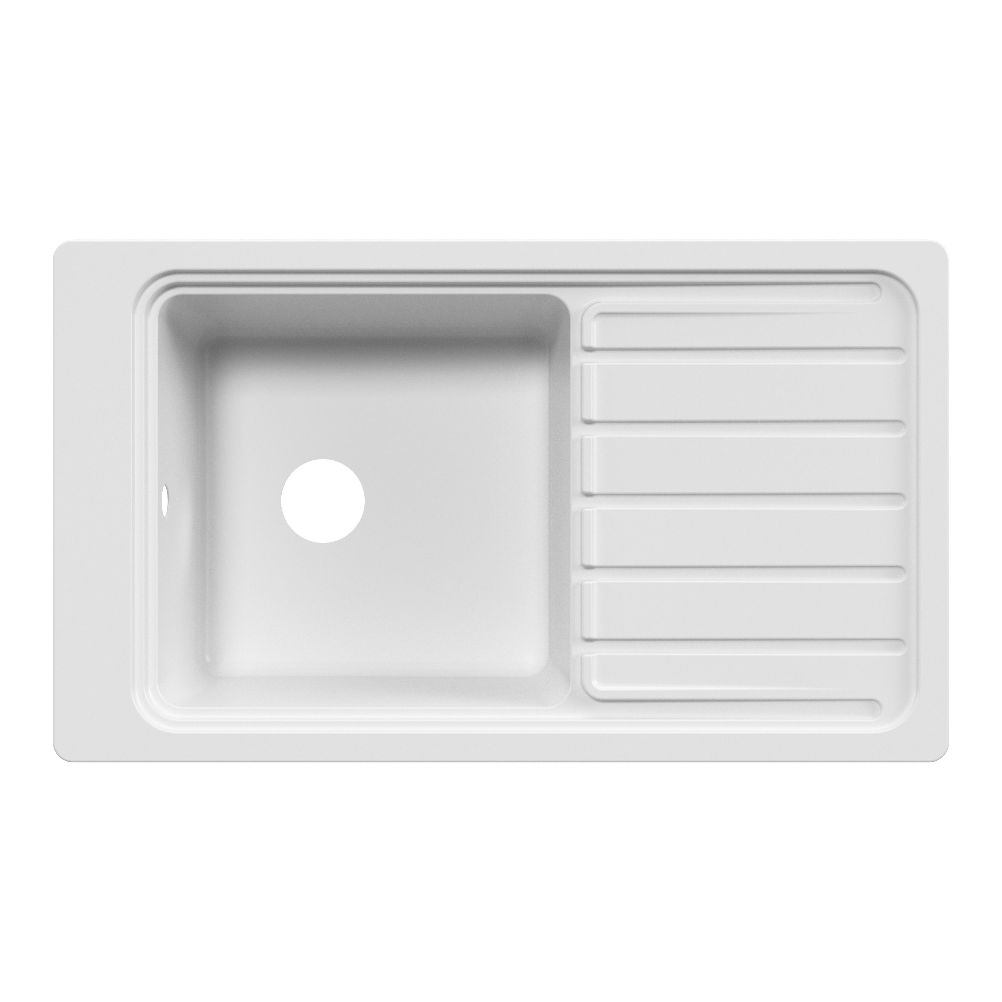 GoodHome Romesco White Granite 1 Bowl Sink & drainer 515mm x 883mm