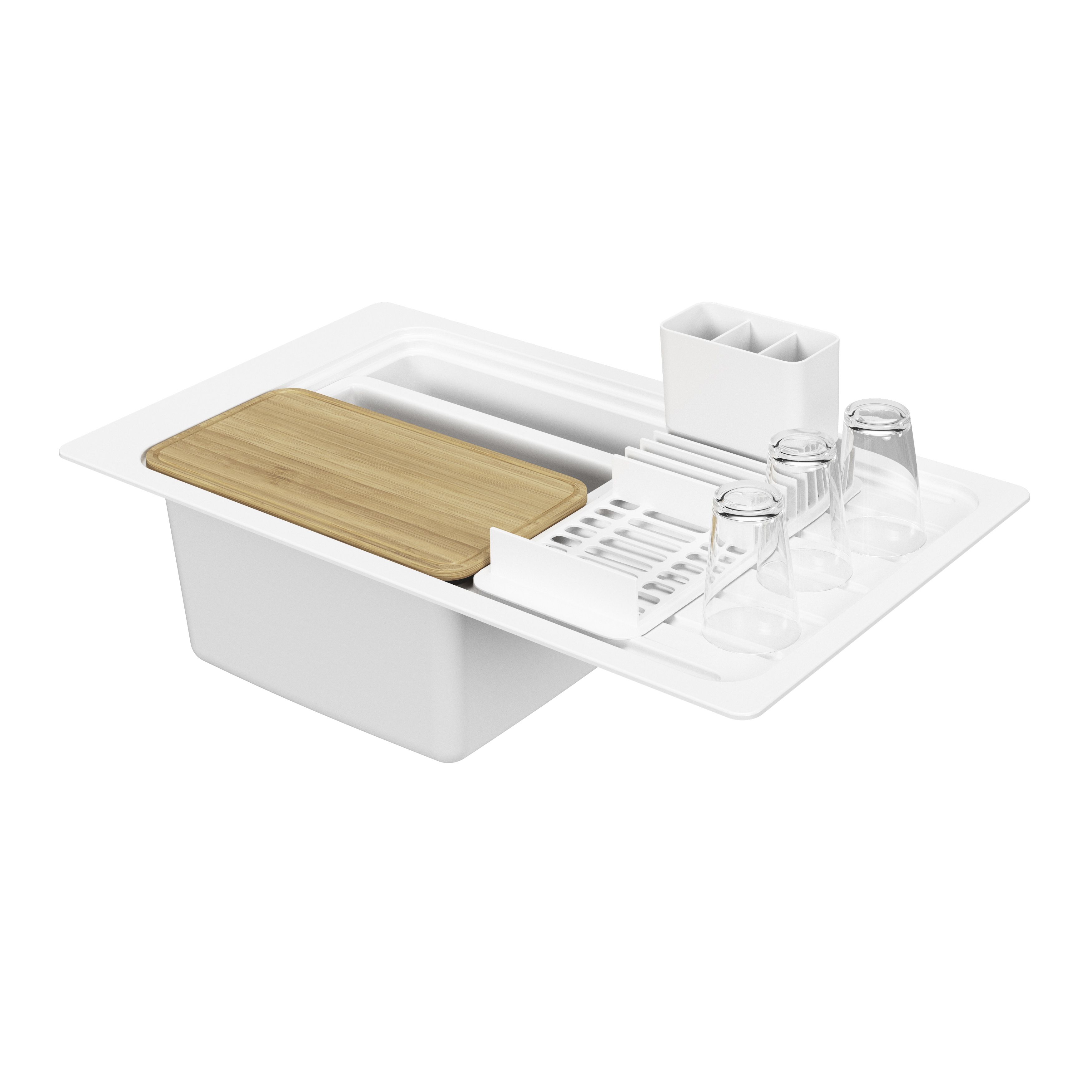 GoodHome Romesco White Granite 1 Bowl Sink & drainer 515mm x 883mm