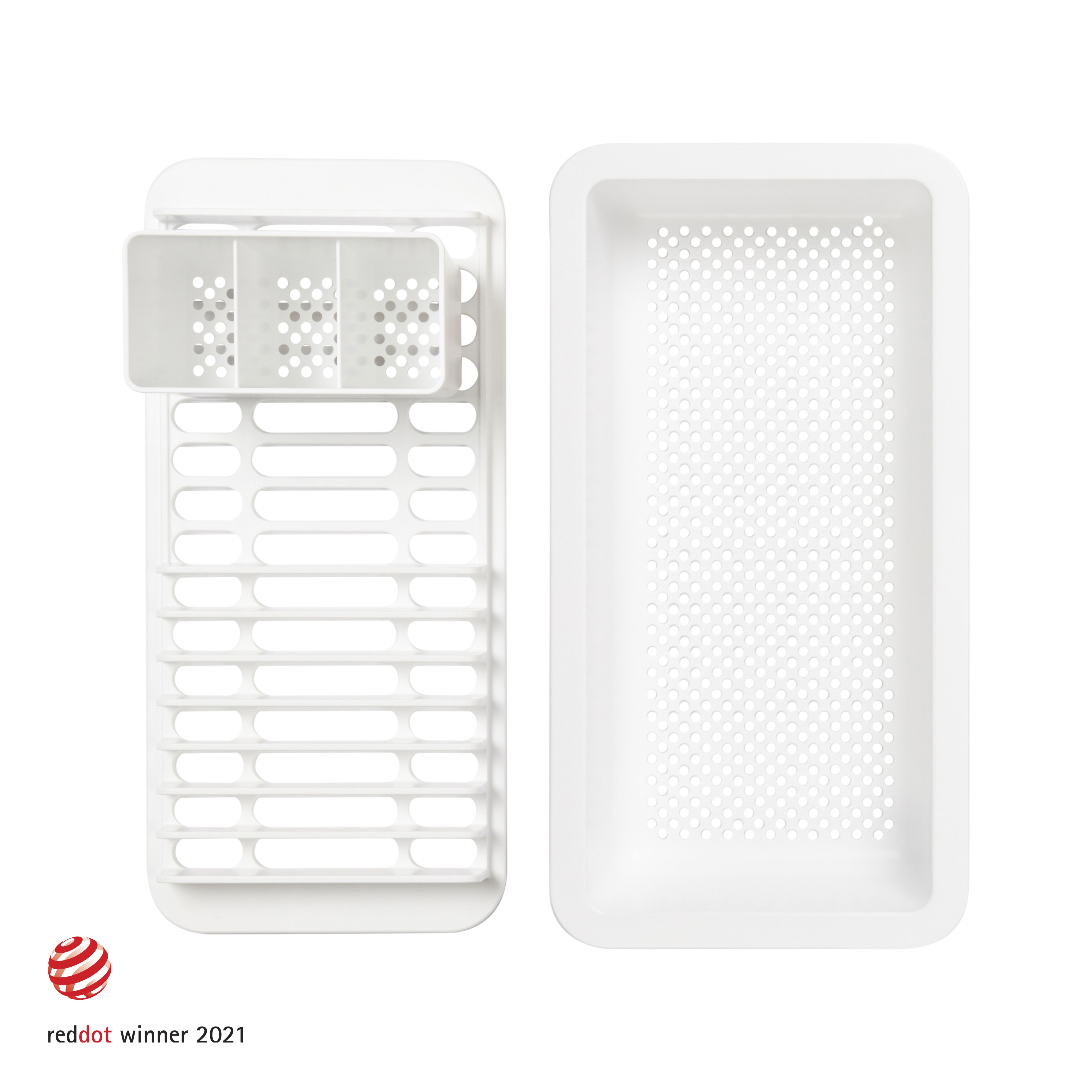 GoodHome Romesco White Rectangular Dish drainer rack, (W)222.5mm