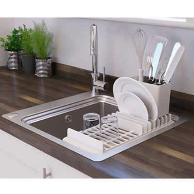 GoodHome Romesco White Rectangular Dish drainer rack, (W