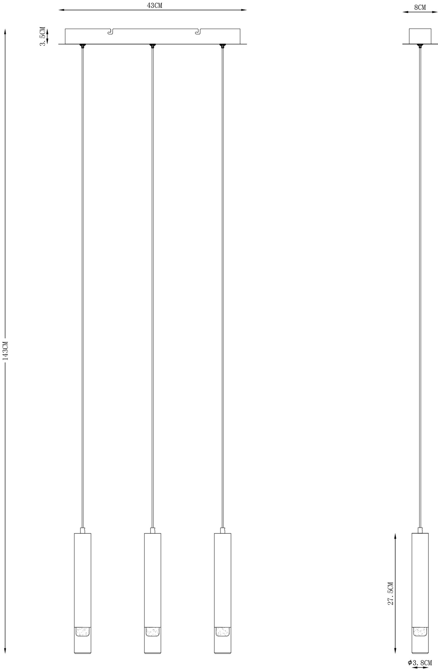 GoodHome Rossak Chrome effect 3 Lamp LED Pendant ceiling light, (Dia)430mm