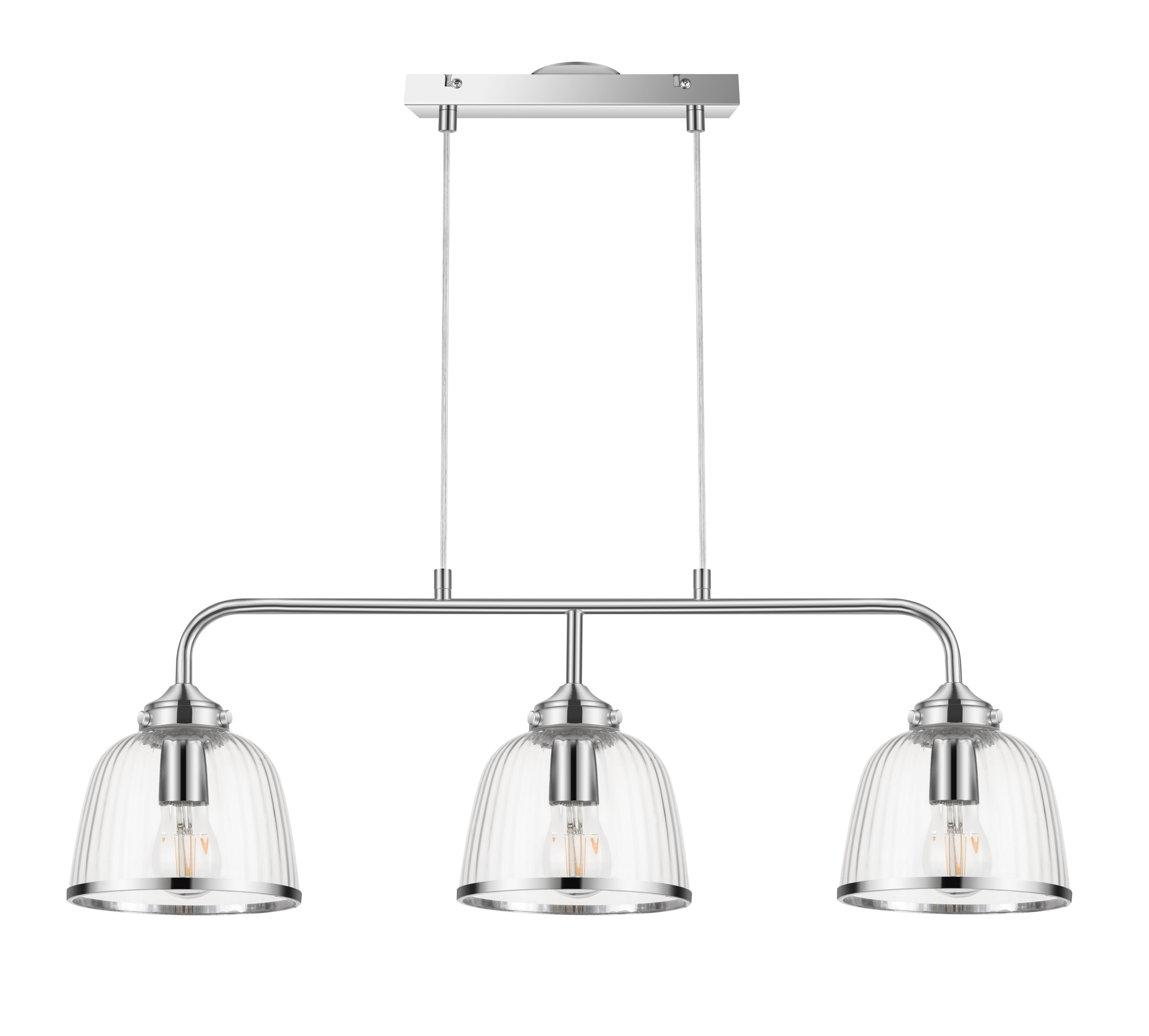 GoodHome Rothwell Bar Clear Chrome effect 3 Lamp LED Pendant ceiling light