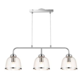 GoodHome Rothwell Bar Clear Chrome effect 3 Lamp LED Pendant ceiling light