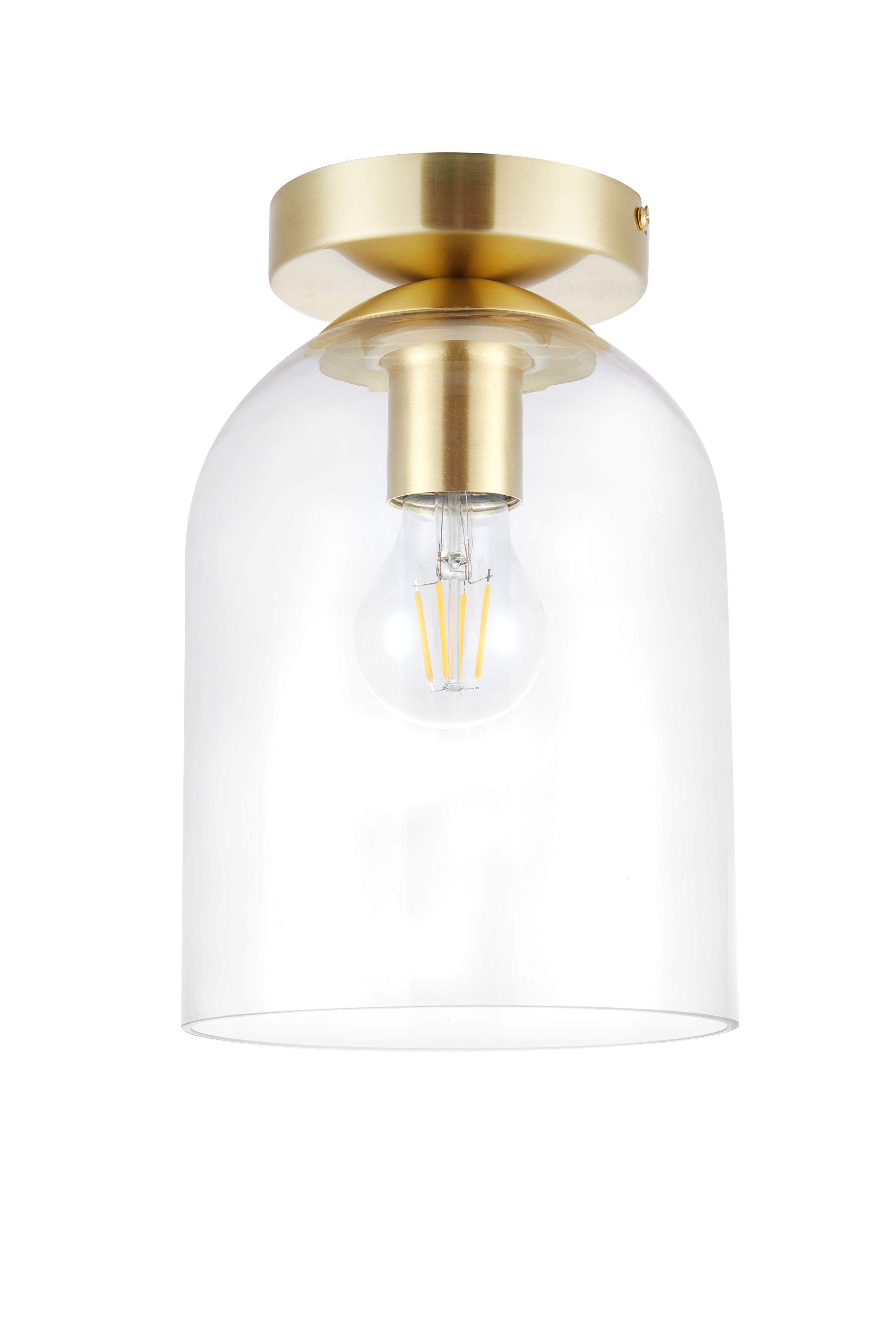 GoodHome Round Brushed Glass & metal Gold effect Ceiling light