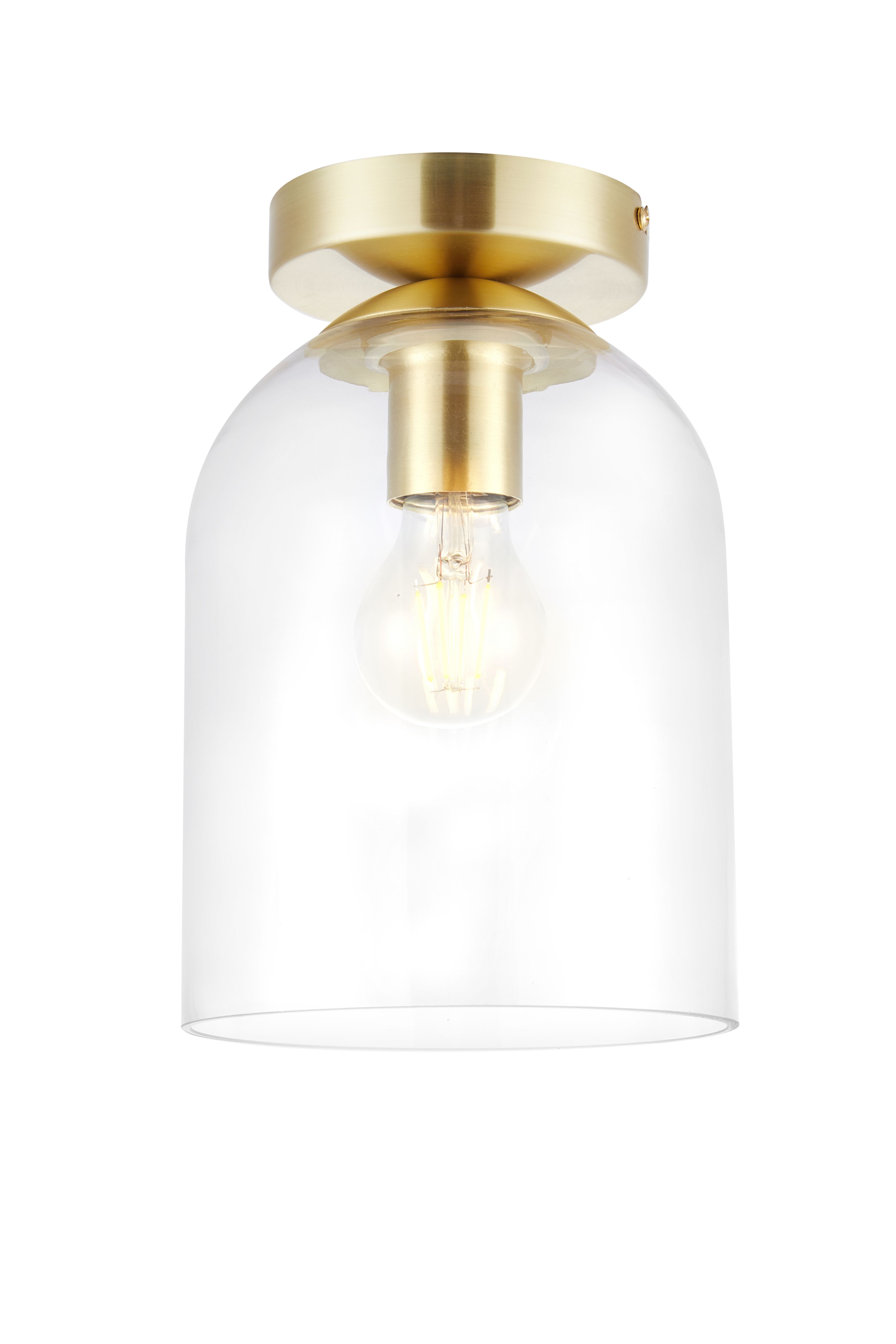 GoodHome Round Brushed Glass & metal Gold effect Ceiling light
