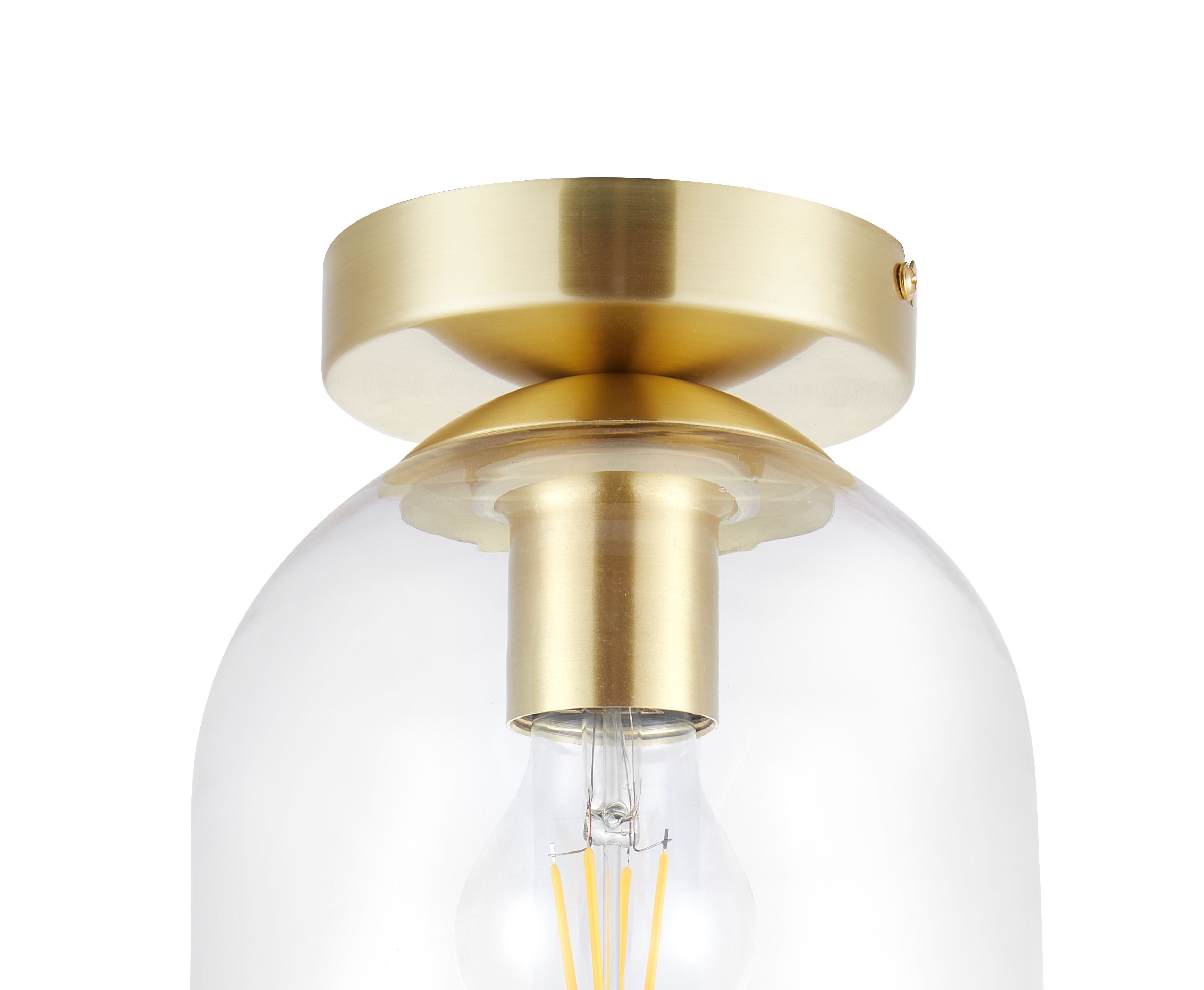 GoodHome Round Brushed Glass & metal Gold effect Ceiling light