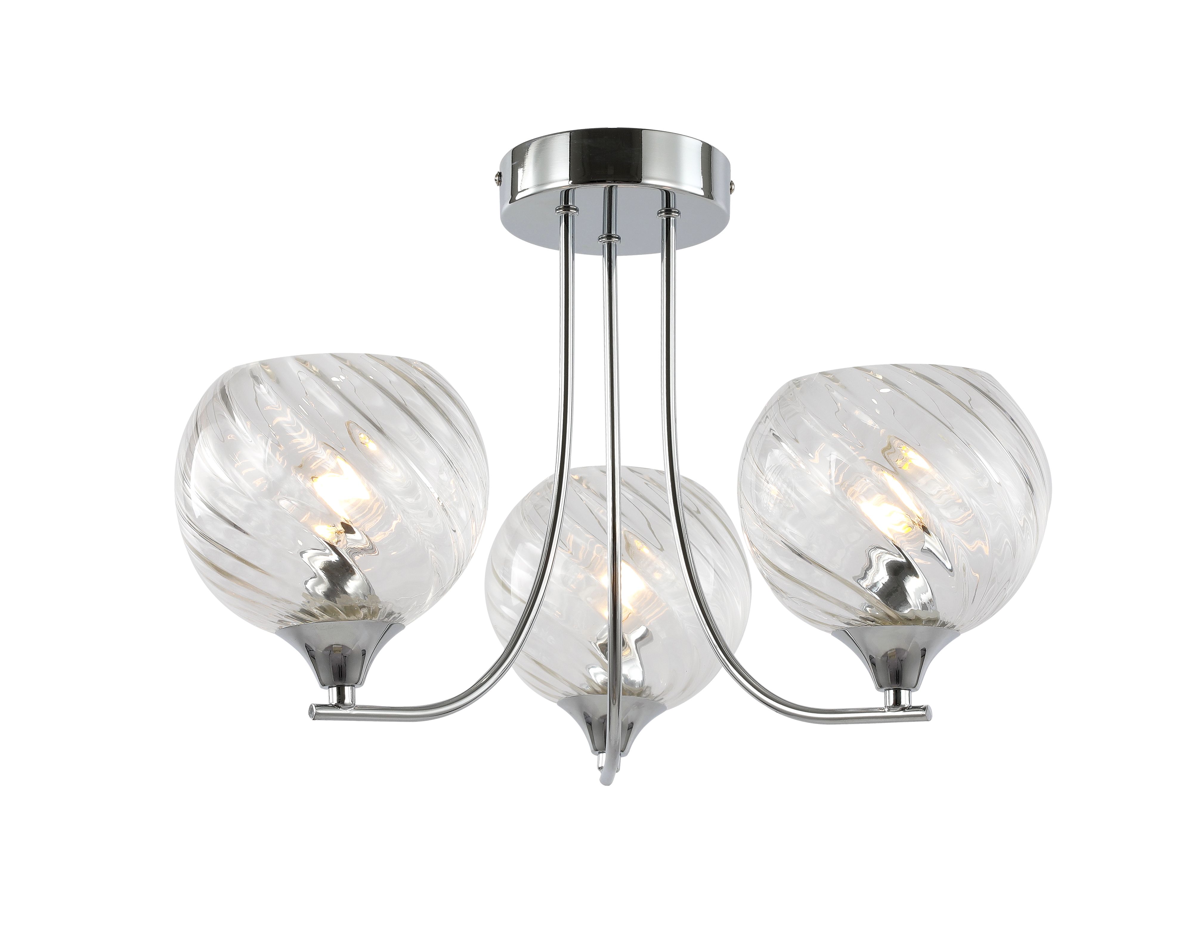 GoodHome Round Glass & metal Chrome 3 Lamp LED Ceiling light