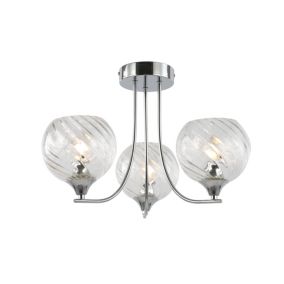 GoodHome Round Glass & metal Chrome 3 Lamp LED Ceiling light