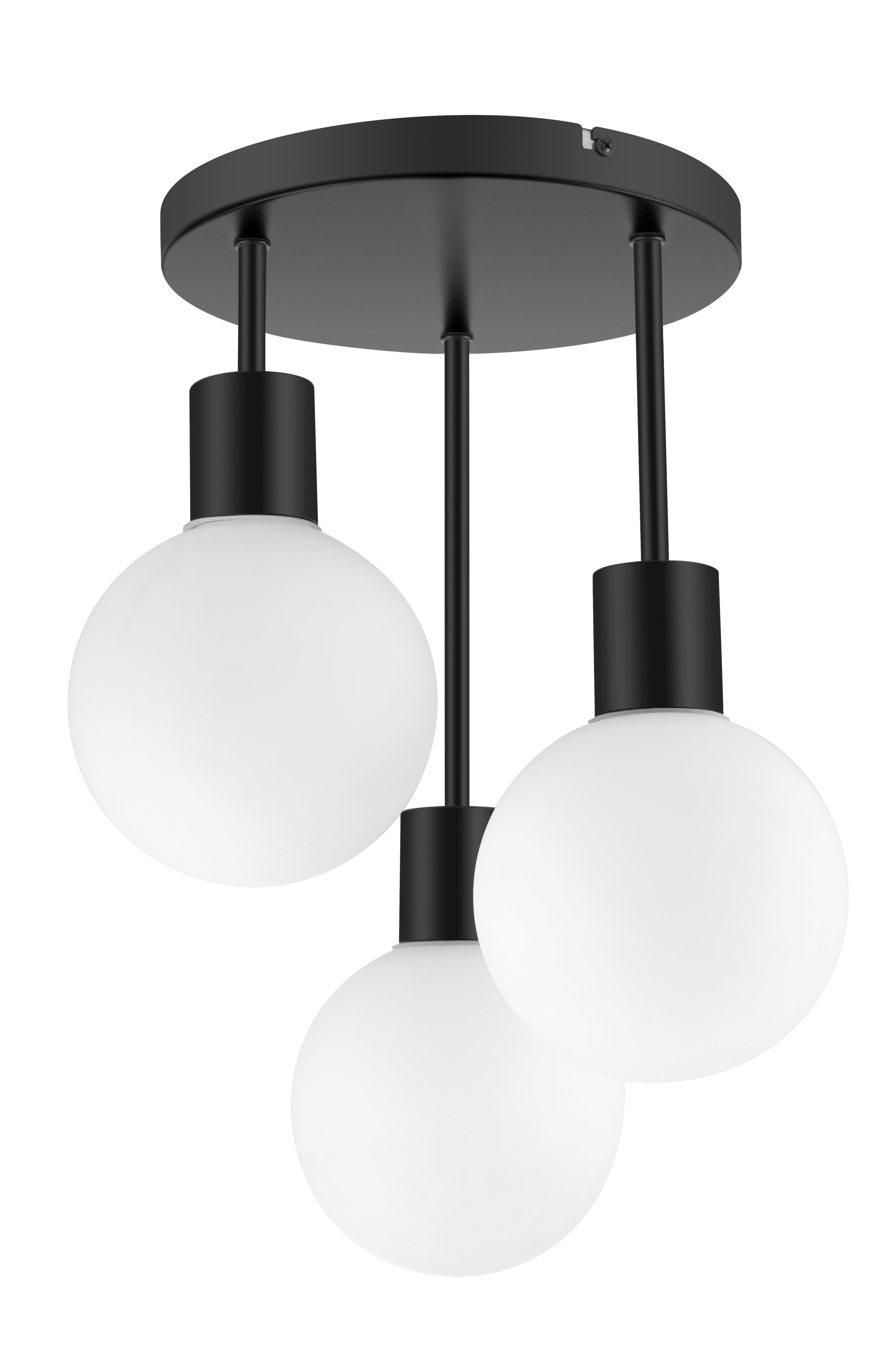 GoodHome Round Matt Glass metal Black 3 Lamp LED Ceiling light