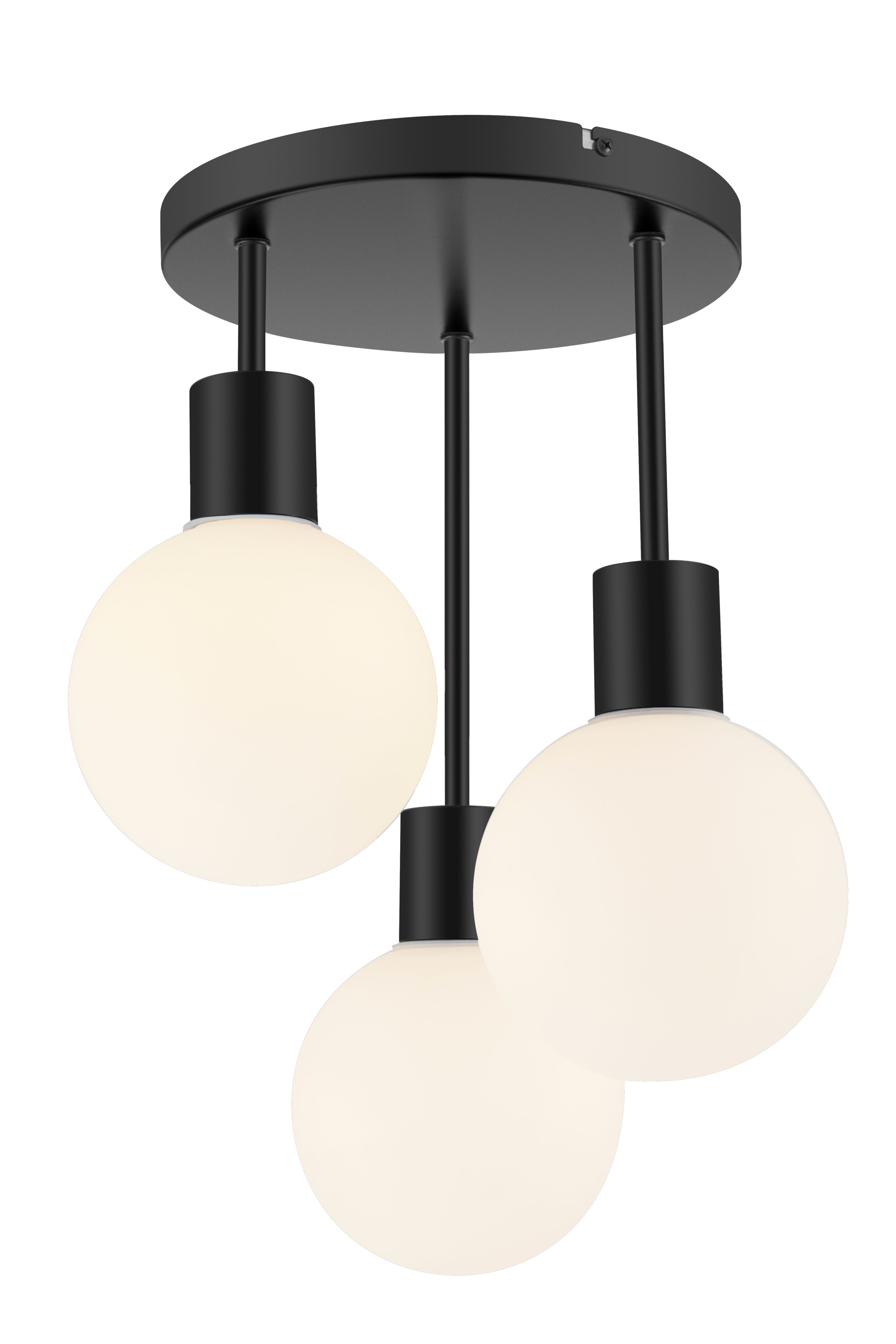 GoodHome Round Matt Glass & metal Black 3 Lamp LED Ceiling light