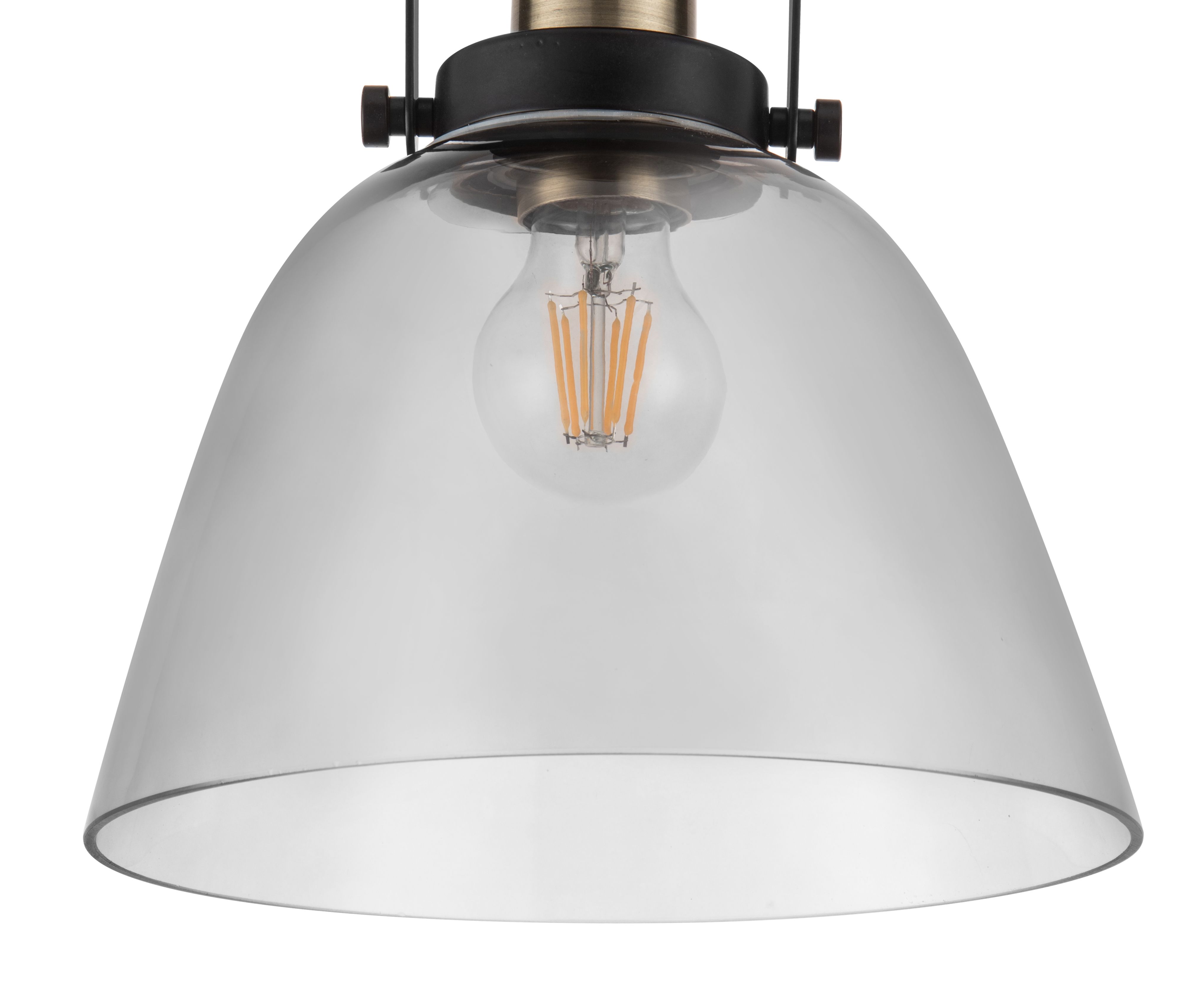 GoodHome Round Matt Glass & metal Black Antique brass effect LED Ceiling light