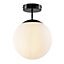 GoodHome Round Matt Glass & metal Black Frosted effect LED Ceiling light