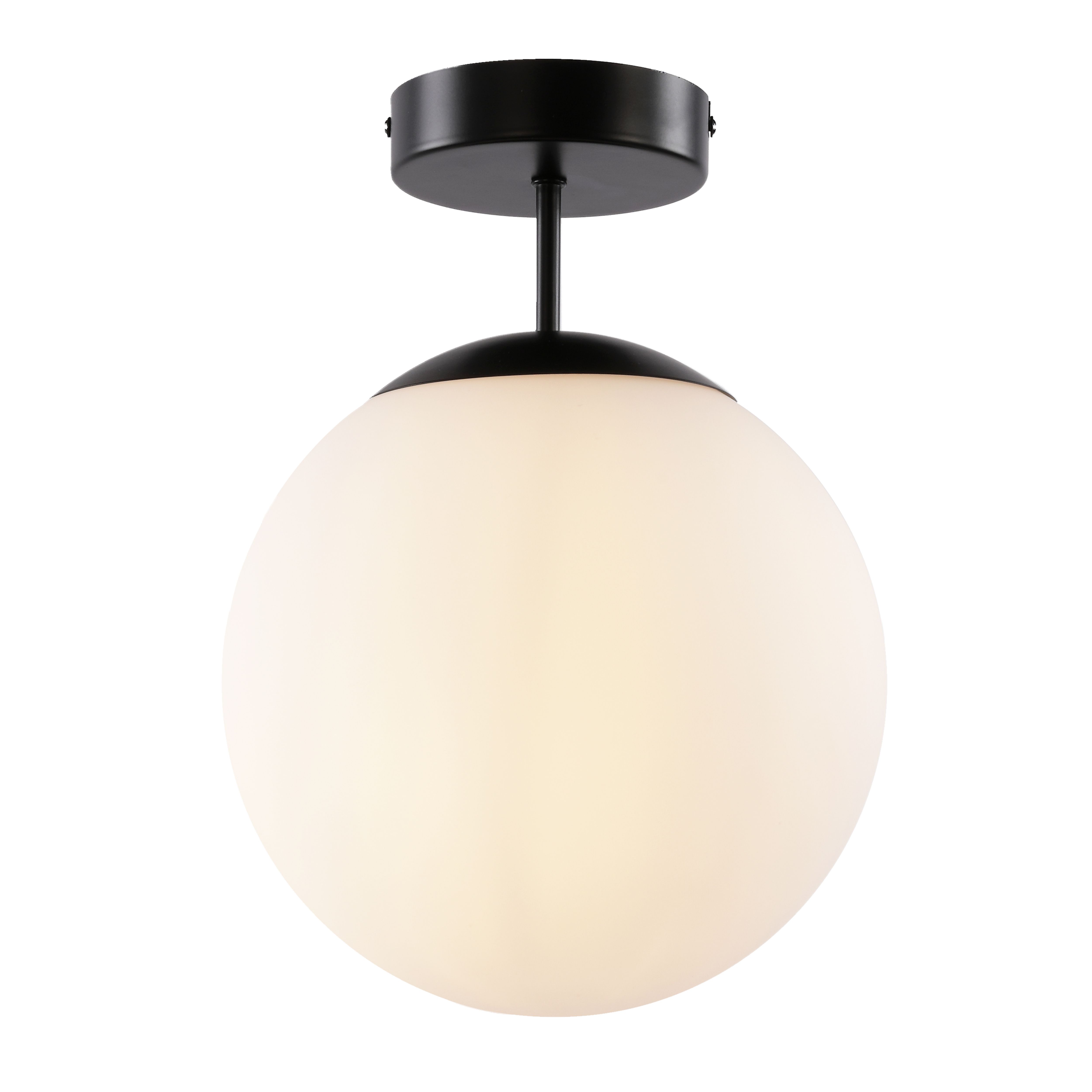 GoodHome Round Matt Glass & metal Black Frosted effect LED Ceiling light