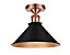 GoodHome Round Matt Metal Black Antique copper effect LED Ceiling light