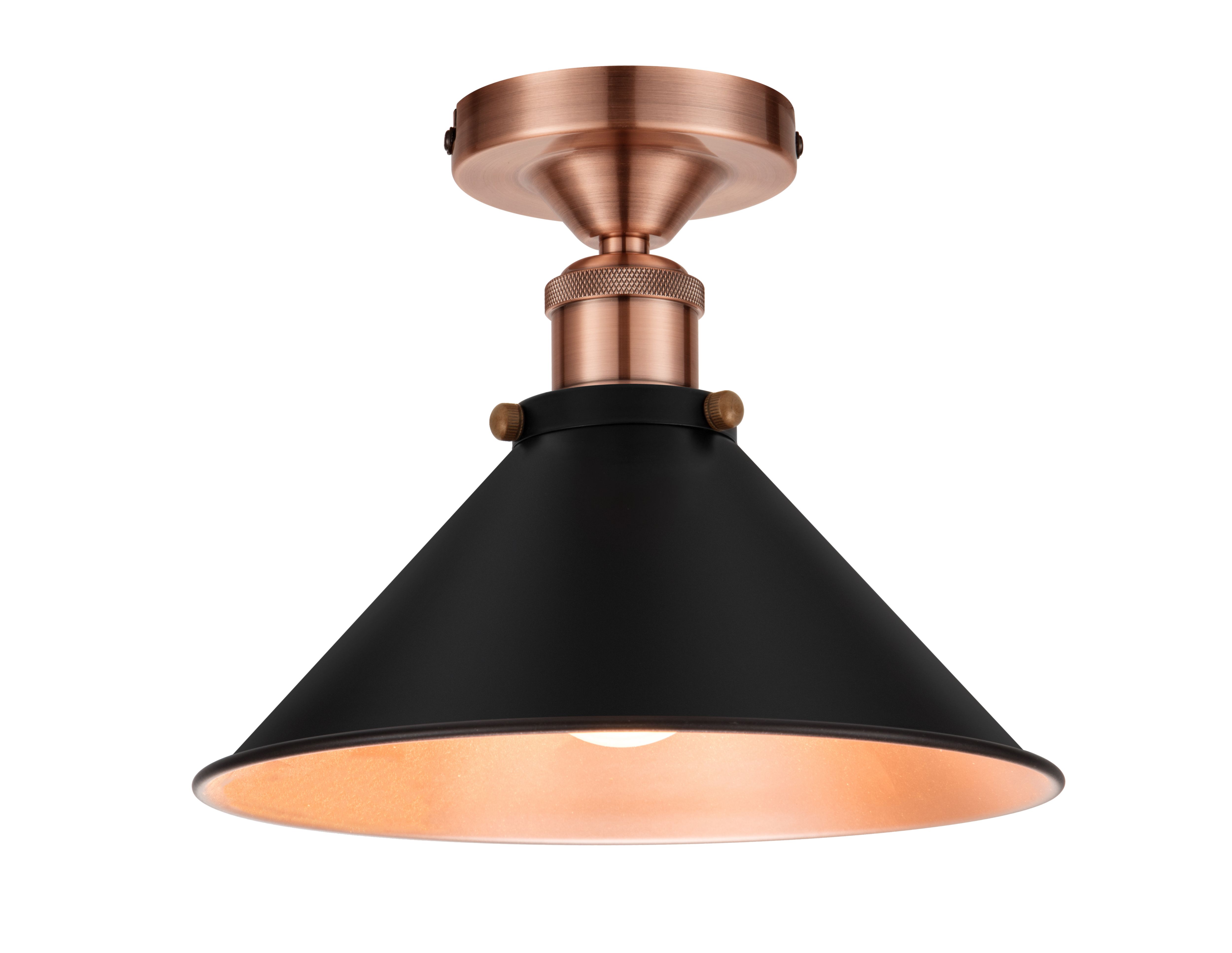 GoodHome Round Matt Metal Black Antique copper effect LED Ceiling light