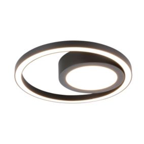 GoodHome Round Matt Metal & plastic Black LED Ceiling light