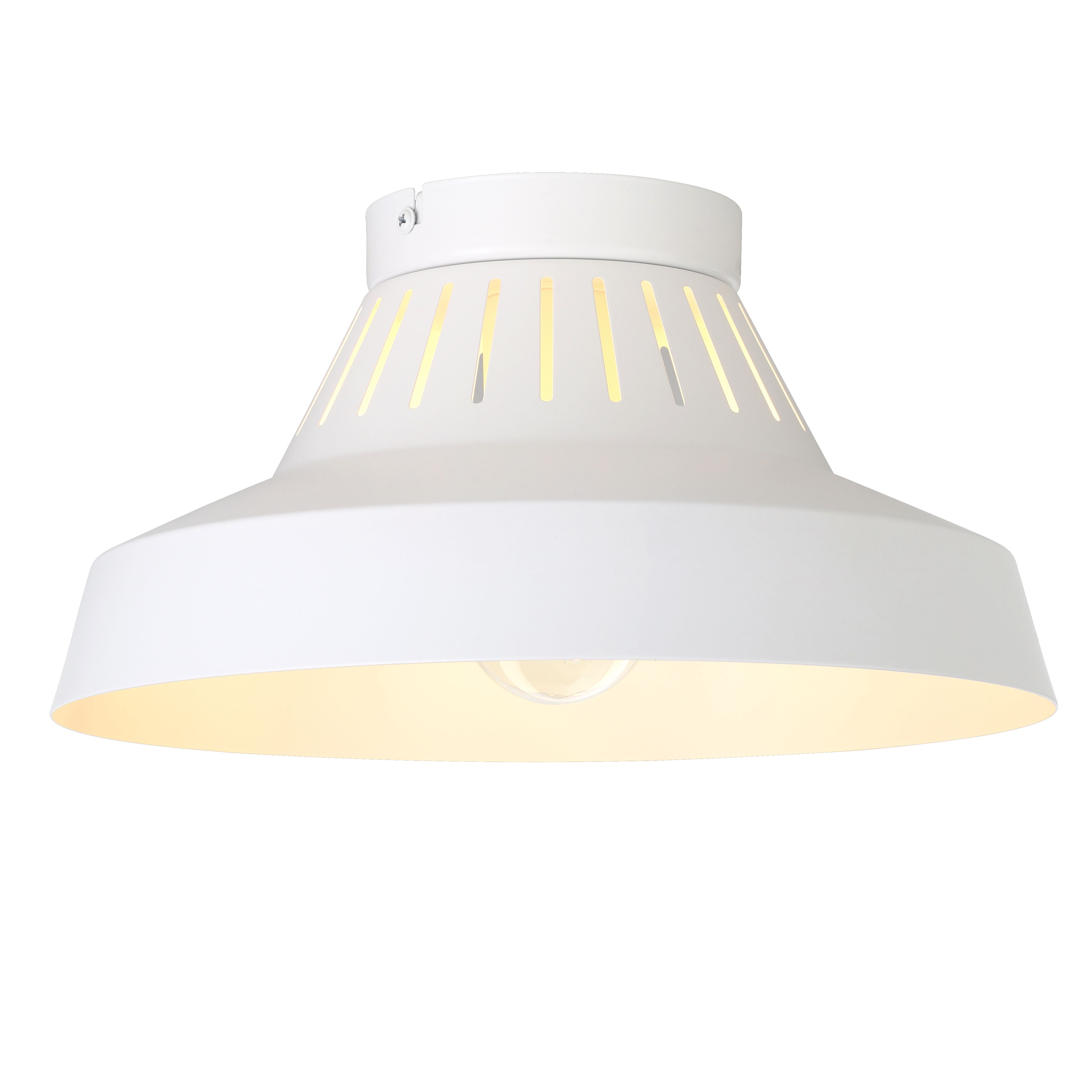 GoodHome Round Matt Metal White Ceiling light