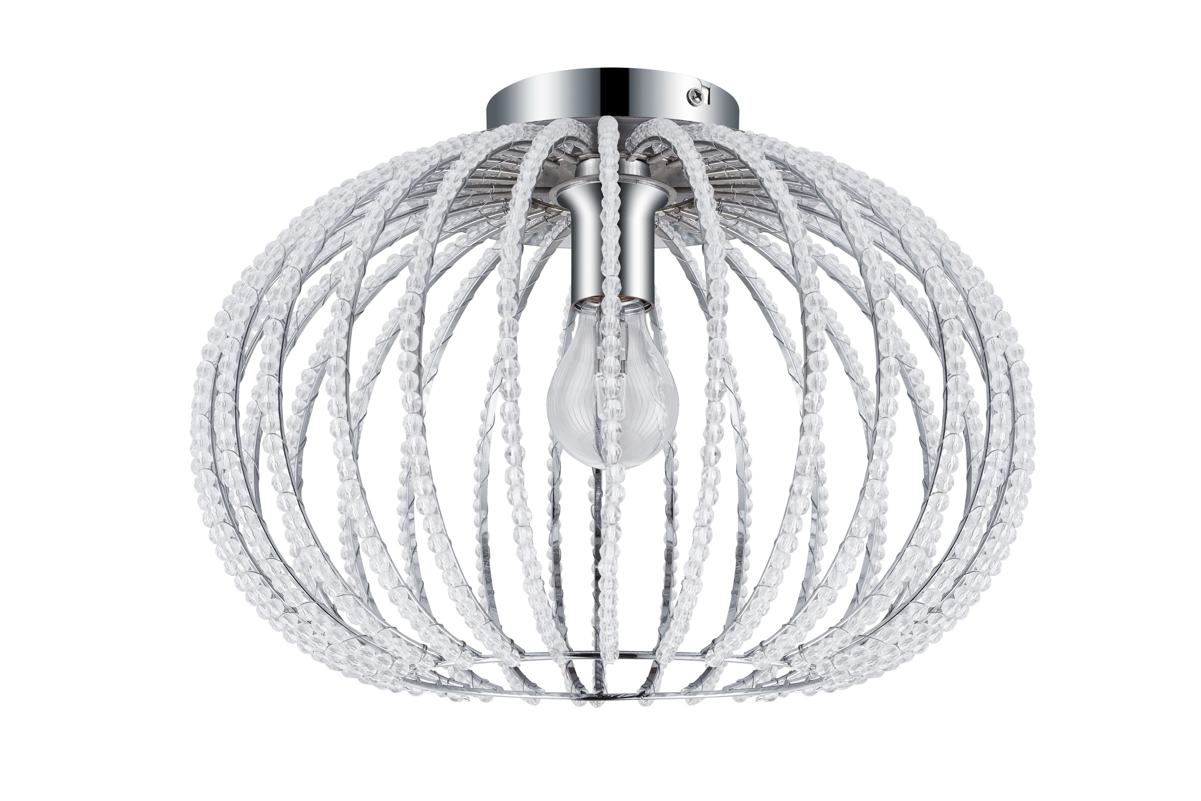 GoodHome Round Metal & plastic Chrome effect LED Ceiling light