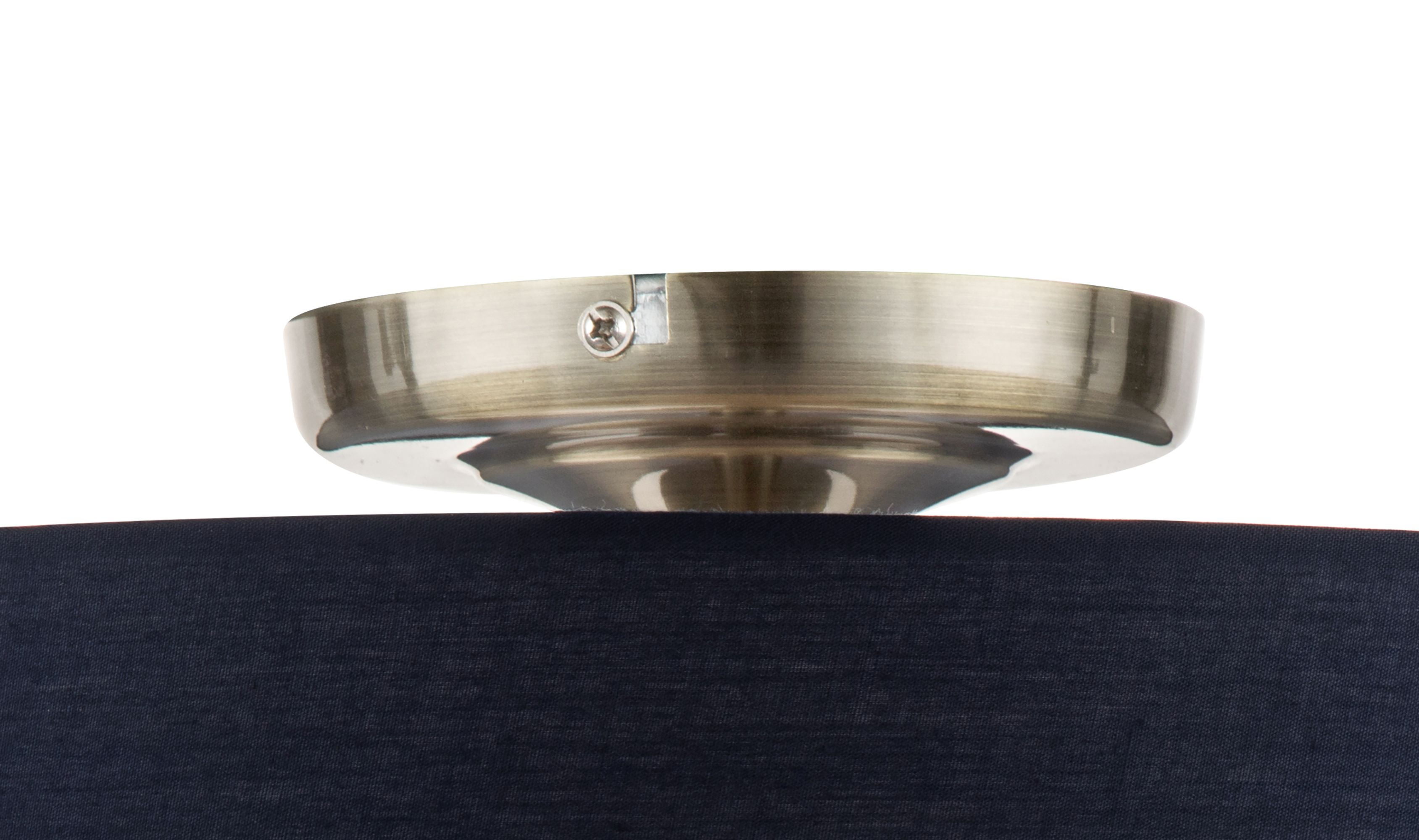 GoodHome Round Satin Fabric & metal Navy Antique brass effect 3 Lamp LED Ceiling light