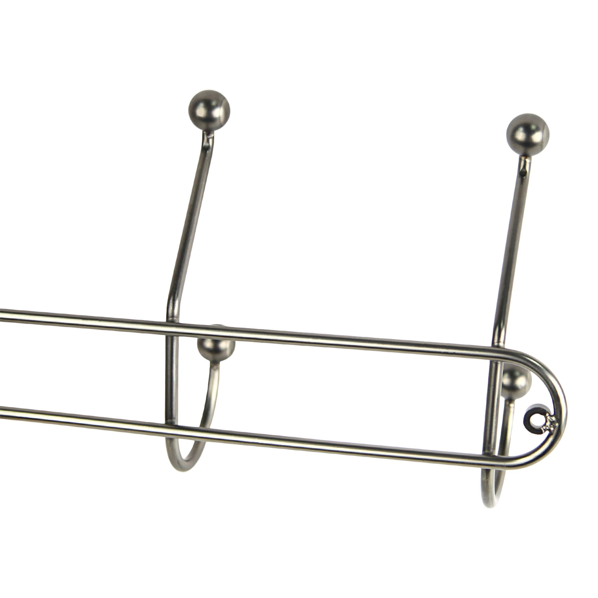 GoodHome Rounded Basic Matt Titanium Steel 6 Hook rail (L)655mm (H)135mm