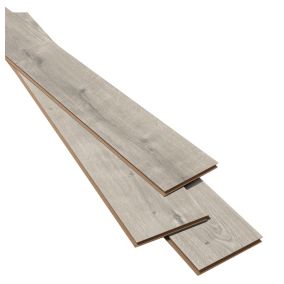 GoodHome Rowley Grey Wood effect Laminate Flooring Sample