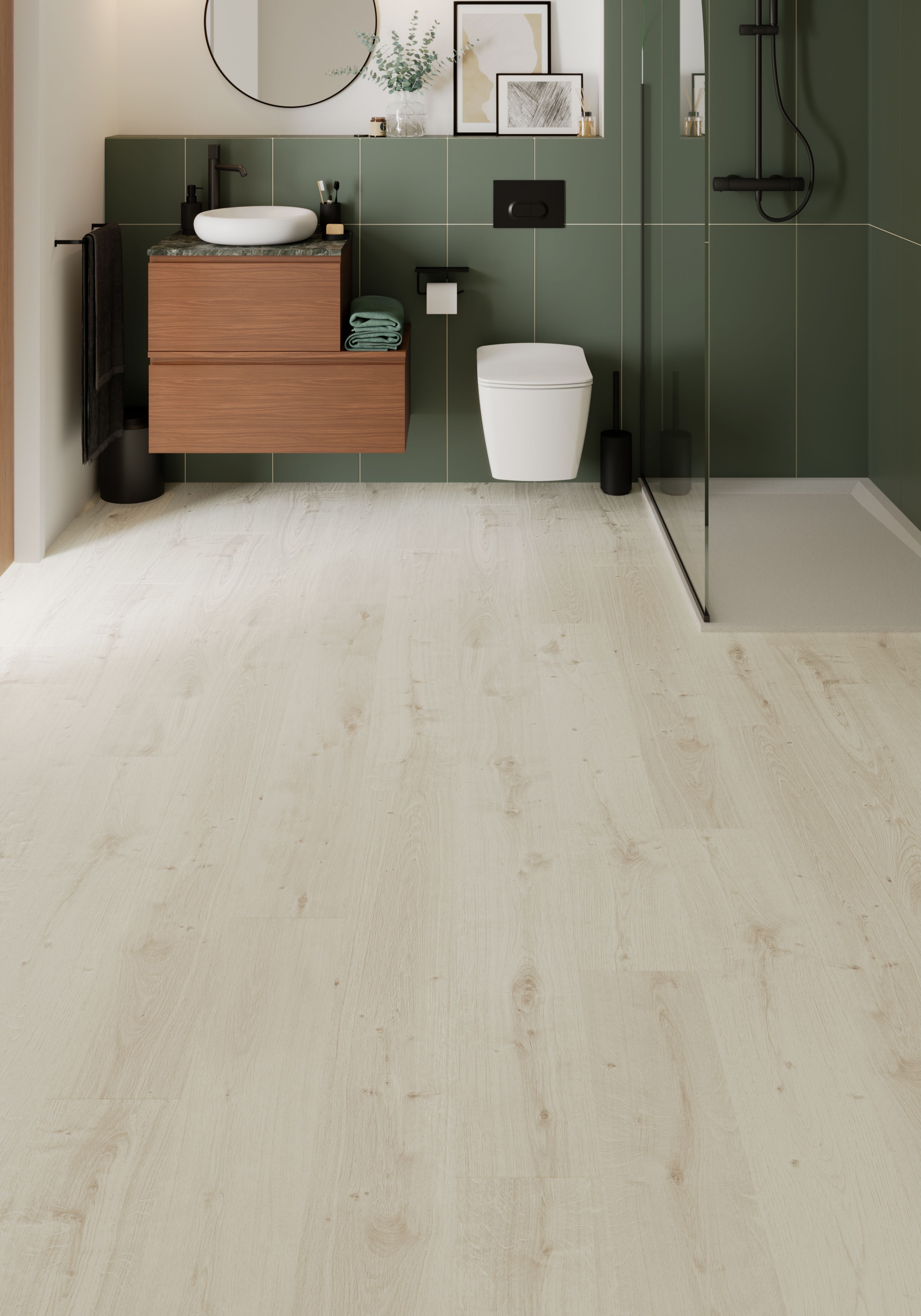 GoodHome Rowley Light Grey Wood effect Laminate Flooring, 1.995m²