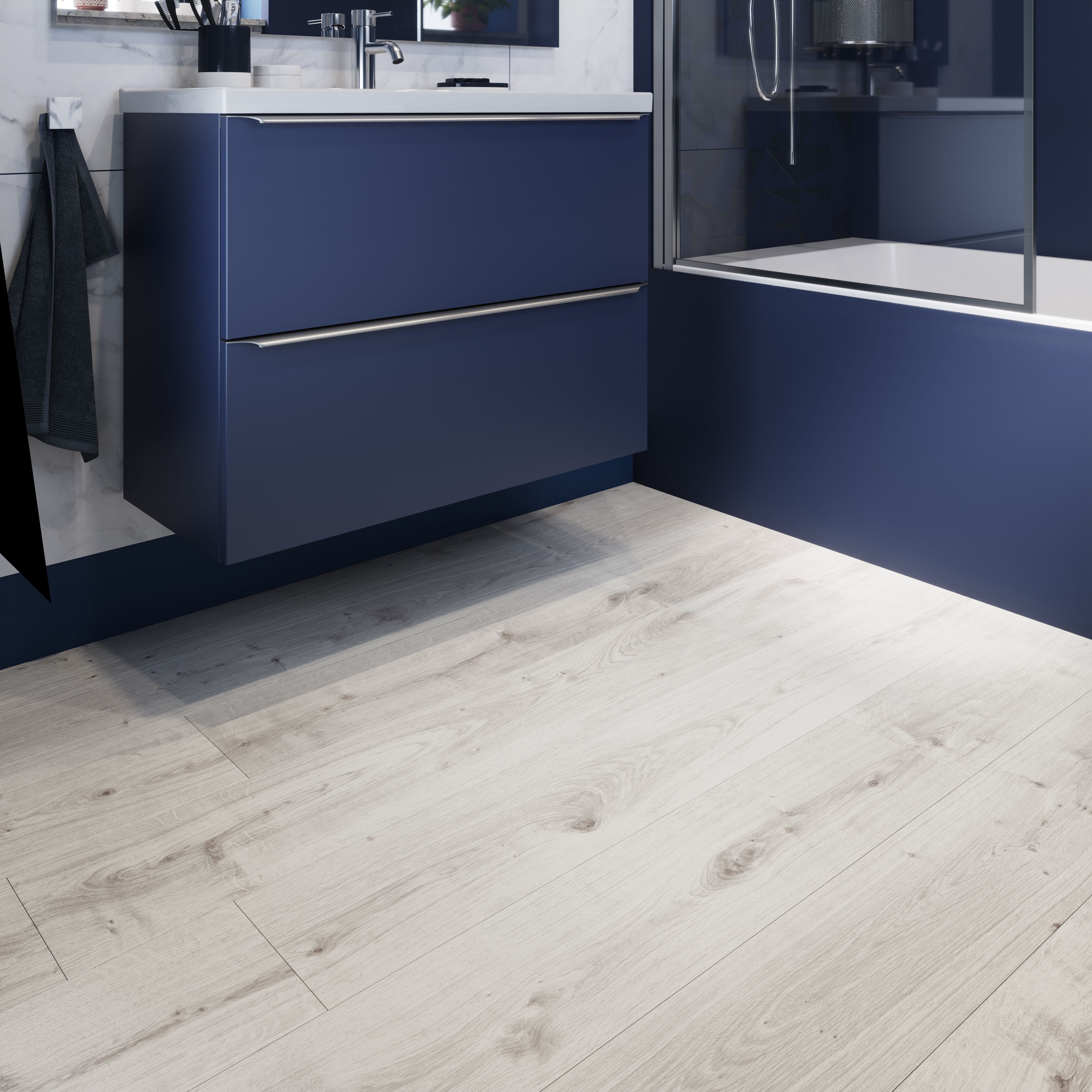 GoodHome Rowley Light Grey Wood effect Laminate Flooring, 1.99m²