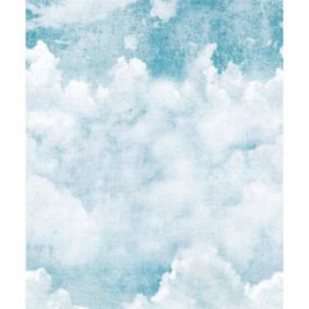GoodHome Rowton Pale blue Cloud Matt Mural
