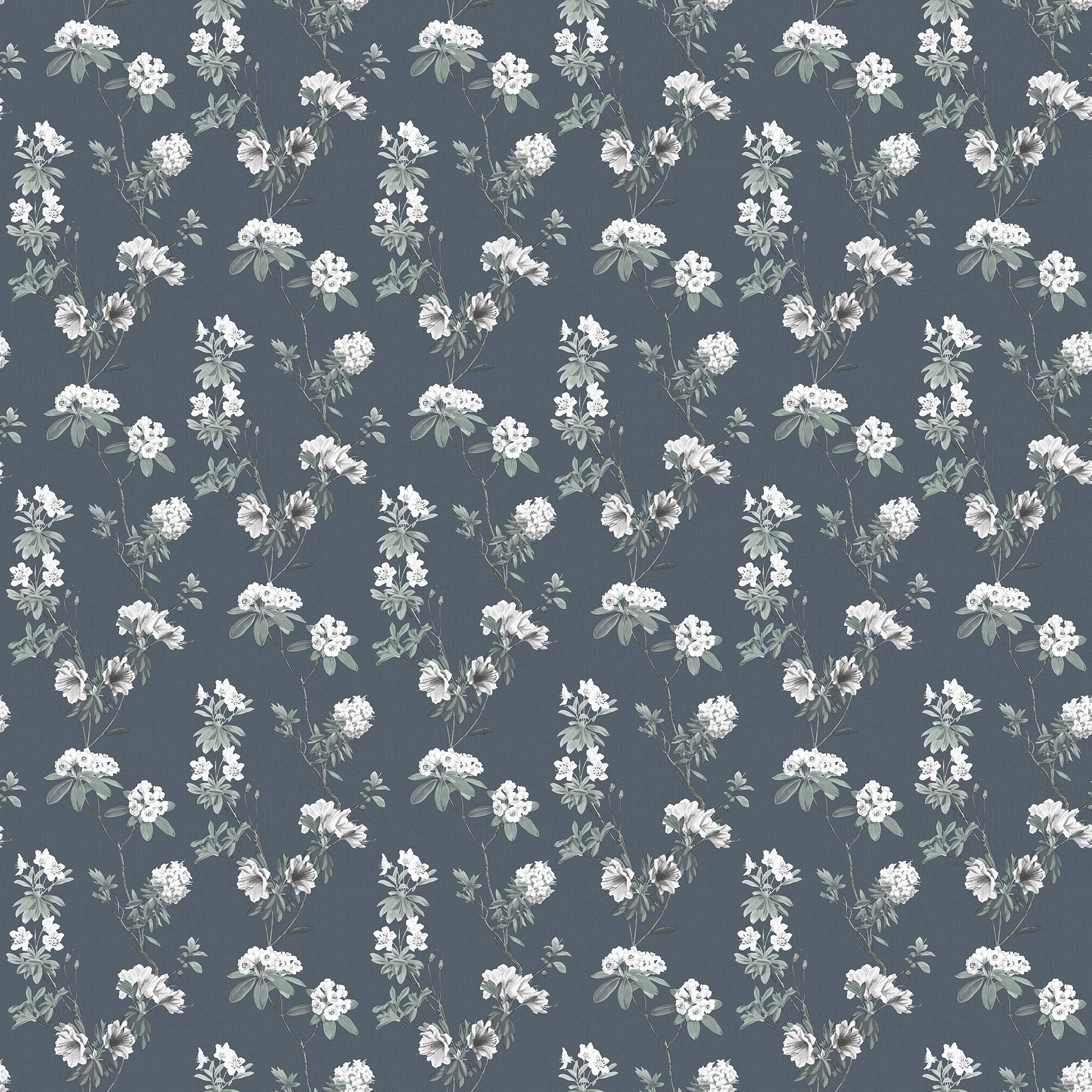 GoodHome Rubin Dark grey Floral Textured Wallpaper