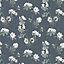 GoodHome Rubin Dark grey Floral Textured Wallpaper