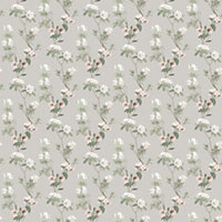 GoodHome Rubin Light grey Floral Textured Wallpaper