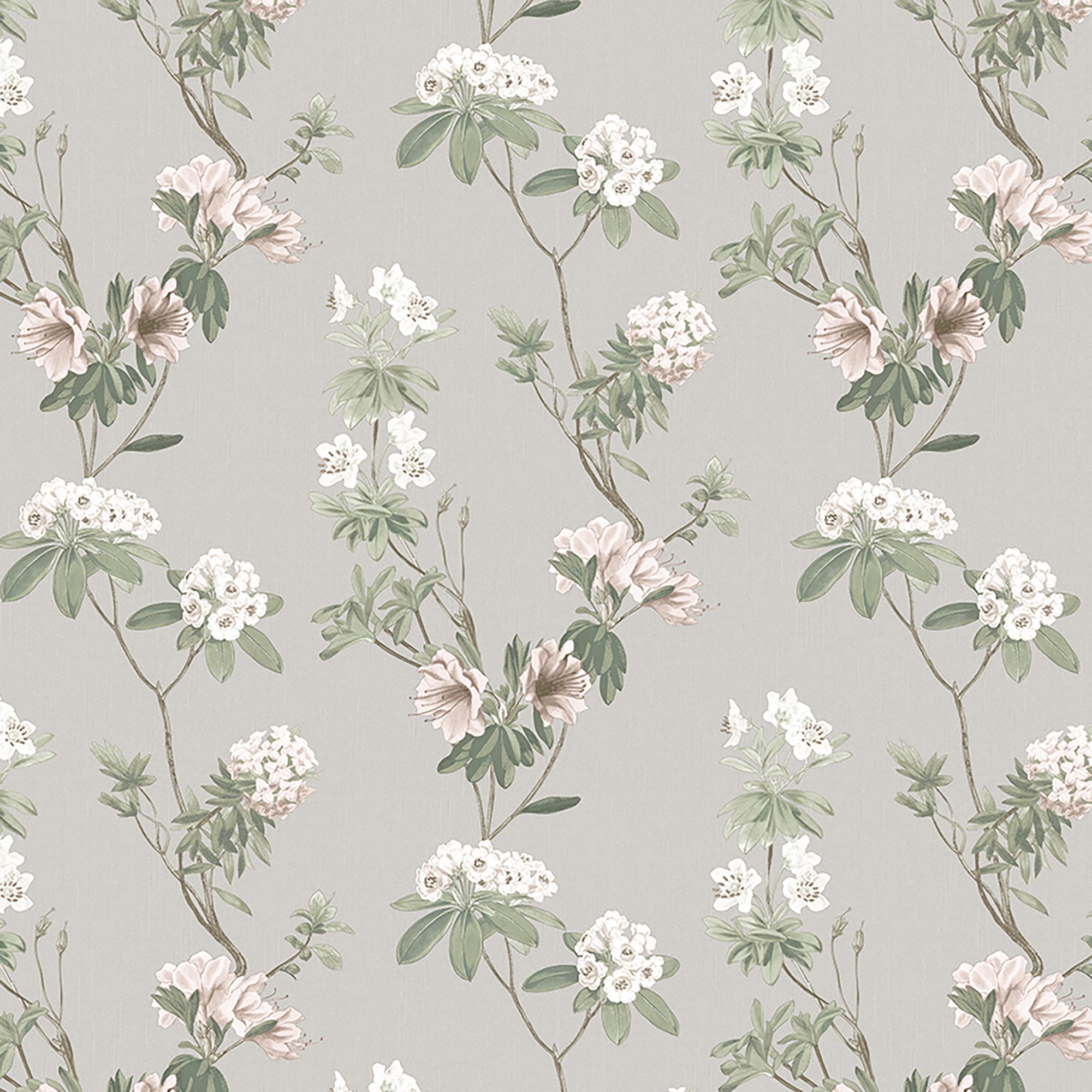 GoodHome Rubin Light grey Floral Textured Wallpaper