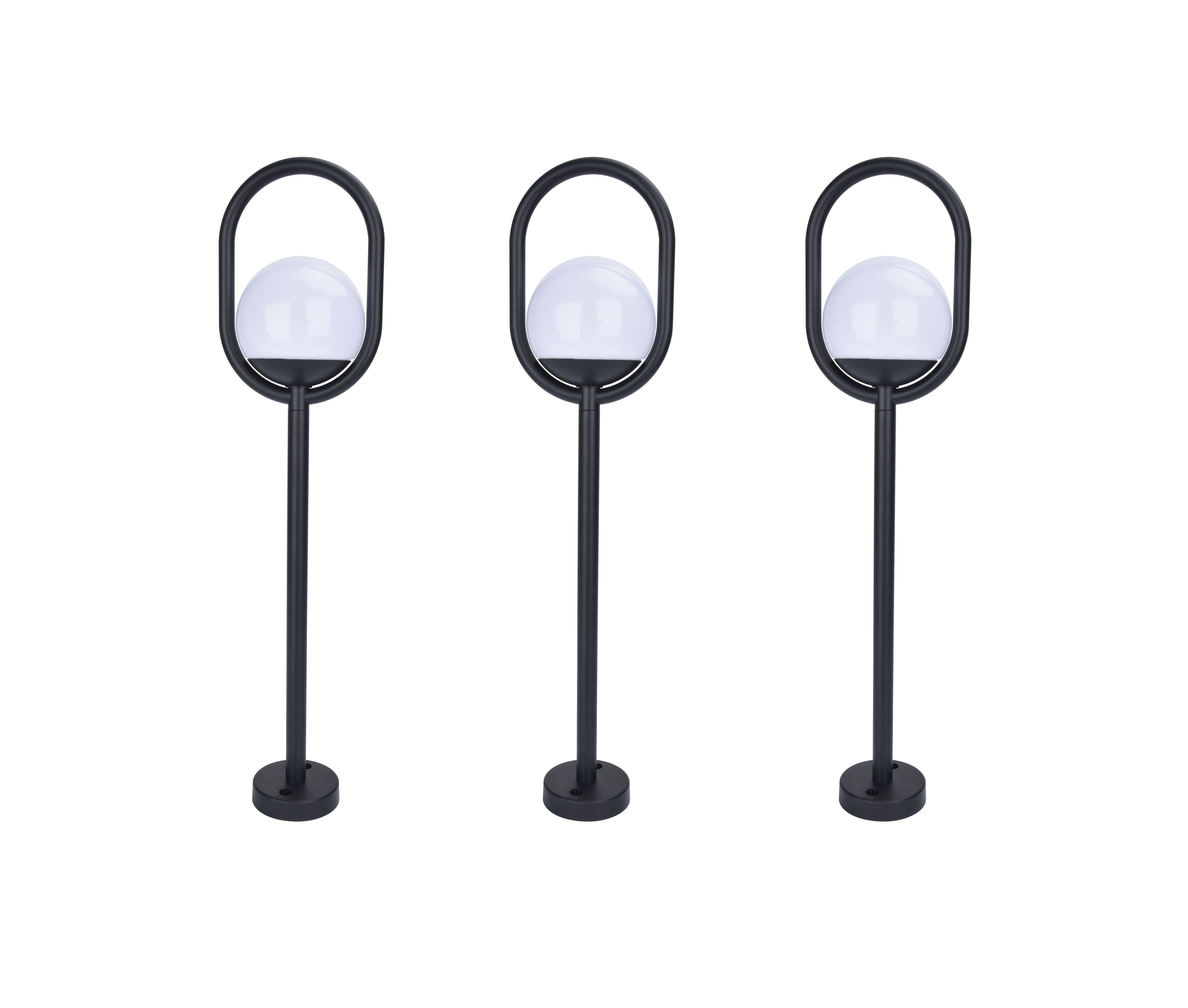 GoodHome Ruble Matt Black LED Outdoor Stake light (D)121mm, Pack of 3