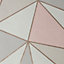 GoodHome Rydal Geometric Rose gold effect Smooth Wallpaper