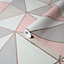 GoodHome Rydal Rose gold effect Geometric Smooth Wallpaper