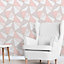 GoodHome Rydal Rose gold effect Geometric Smooth Wallpaper
