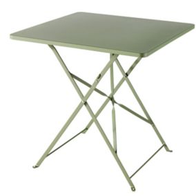 GoodHome Saba Khaki green Metal Foldable 2 seater Square Table