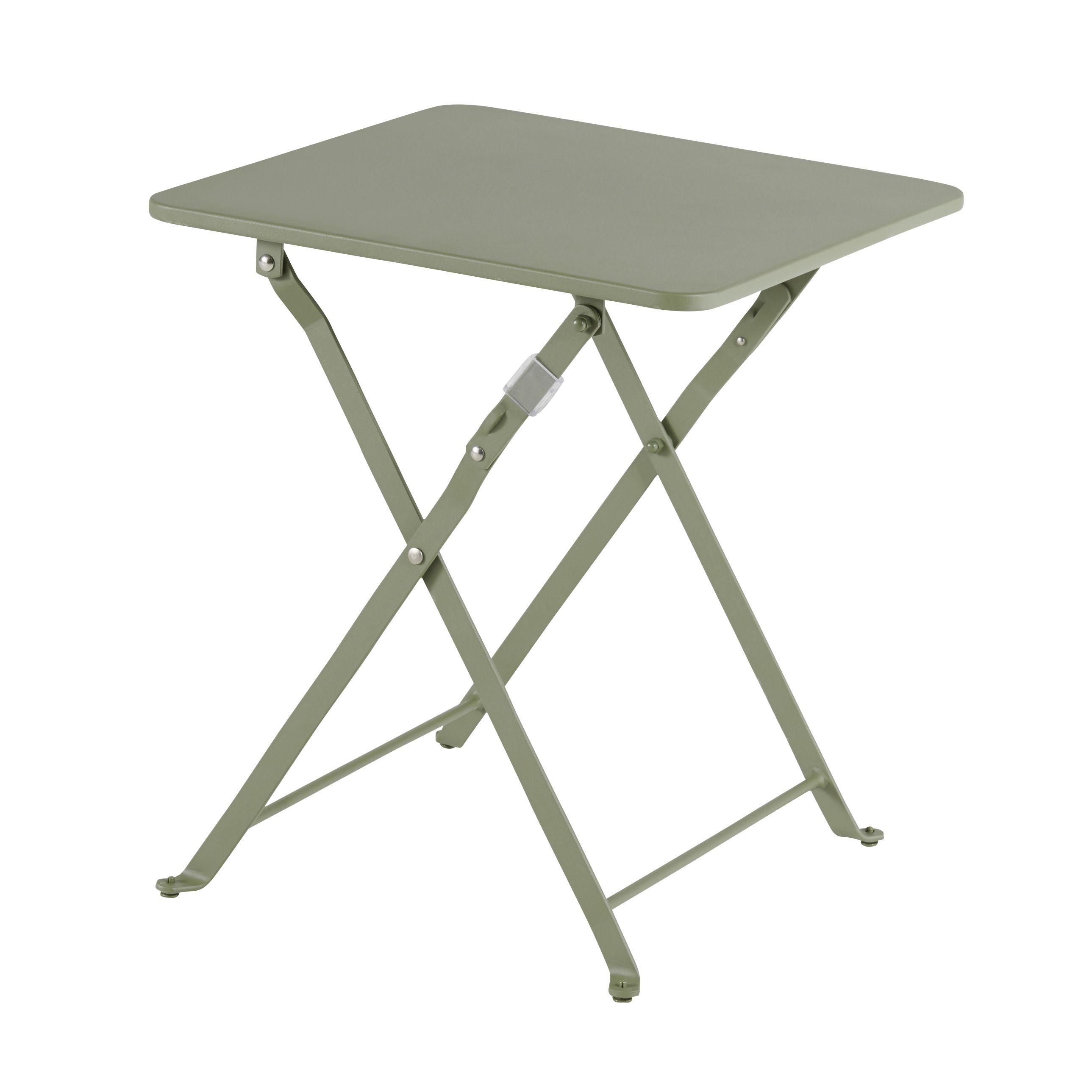 GoodHome Saba Metal Khaki green Foldable 2 seater Square Side table