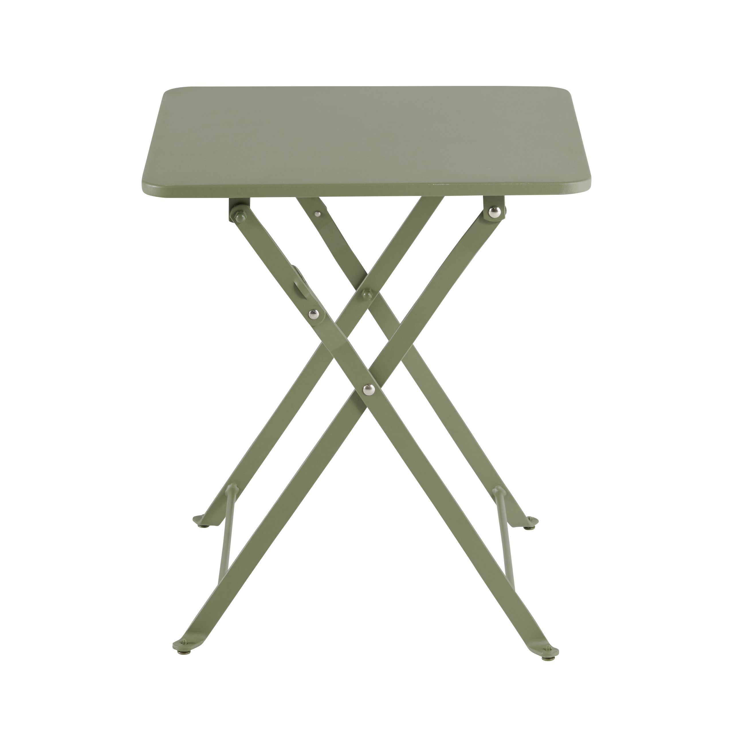 GoodHome Saba Metal Khaki green Foldable 2 seater Square Side table