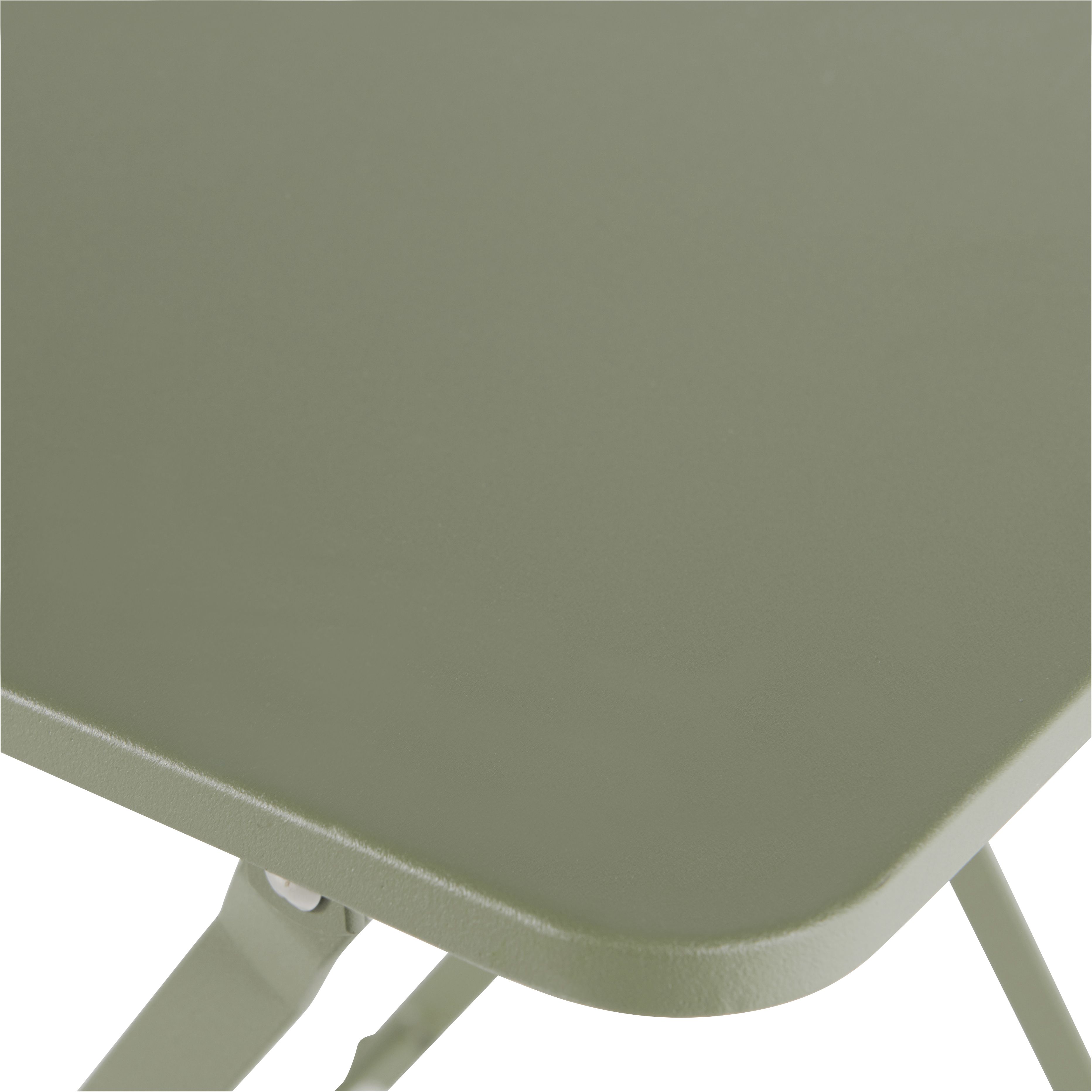 GoodHome Saba Metal Khaki green Foldable 2 seater Square Side table