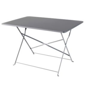 GoodHome Saba Steel grey Metal Foldable 4 seater Rectangular Table