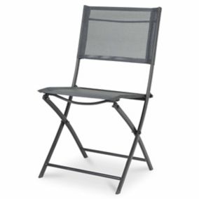 GoodHome Saba Steel grey Metal Foldable Chair