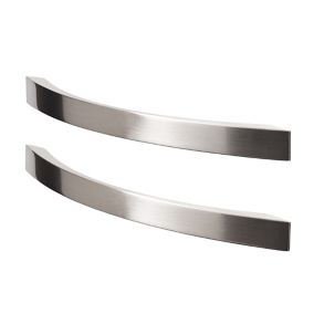 GoodHome Sabaku Nickel effect Kitchen cabinets Bow Handle (L)26cm, Pack of 2