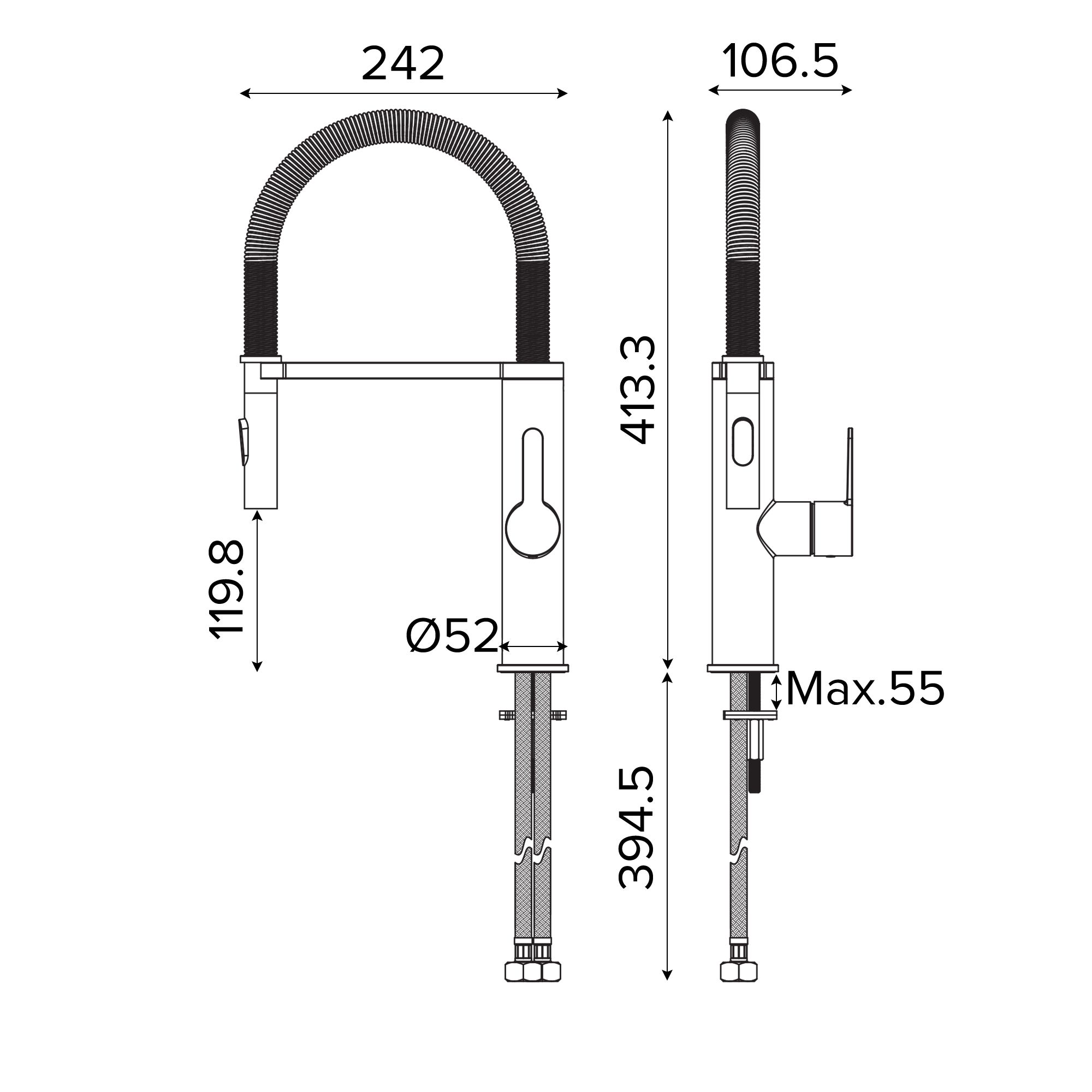 GoodHome Saffron Gloss Stainless steel effect Kitchen Spring neck Tap