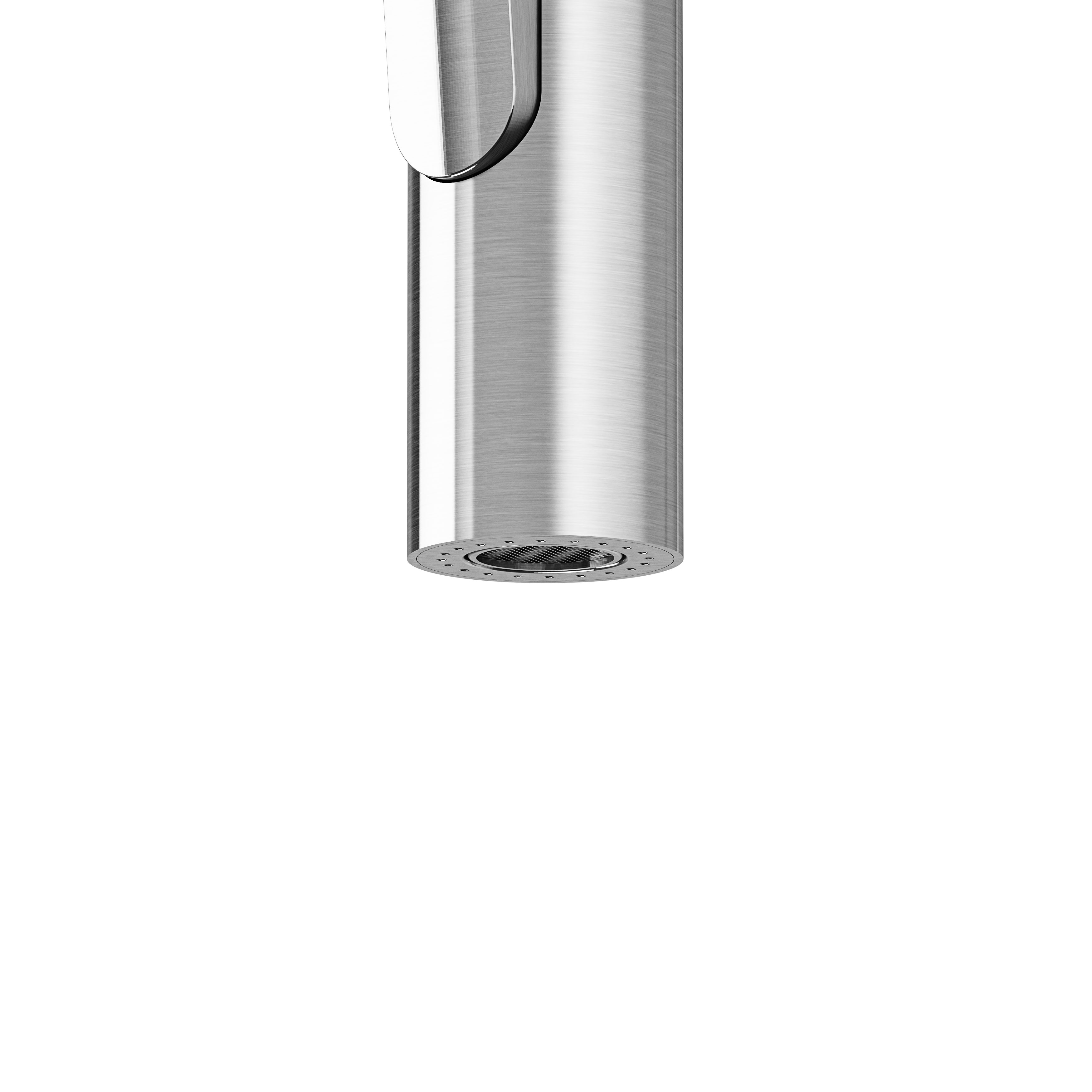 GoodHome Saffron Gloss Stainless steel effect Kitchen Spring neck Tap